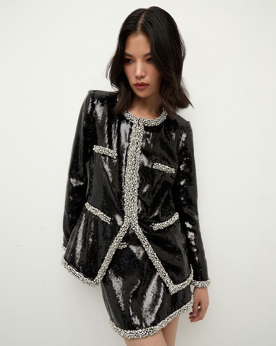 ALESSIA PEARL-TRIM SEQUIN JACKET - 2