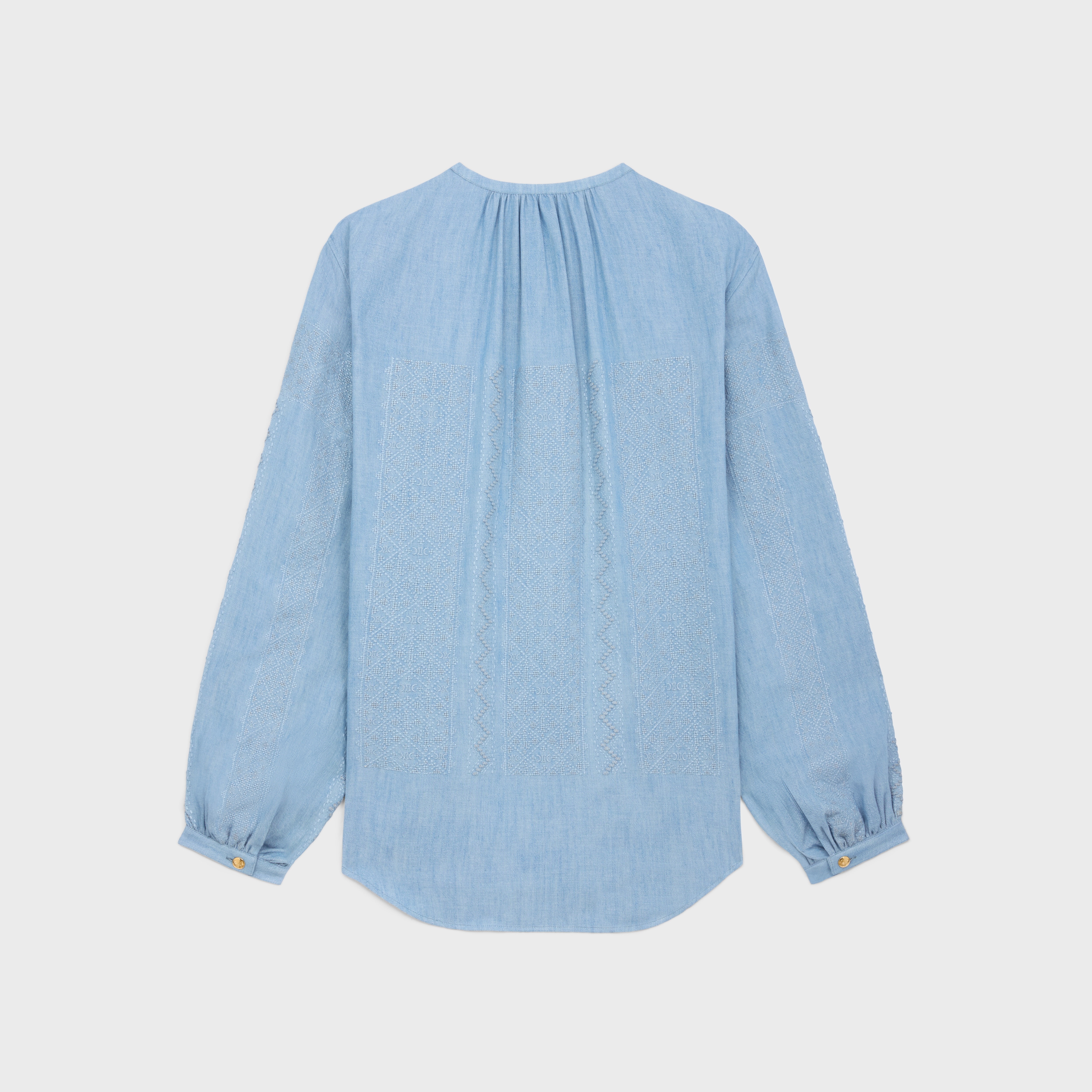 embroidered romy blouse in chambray cotton - 2