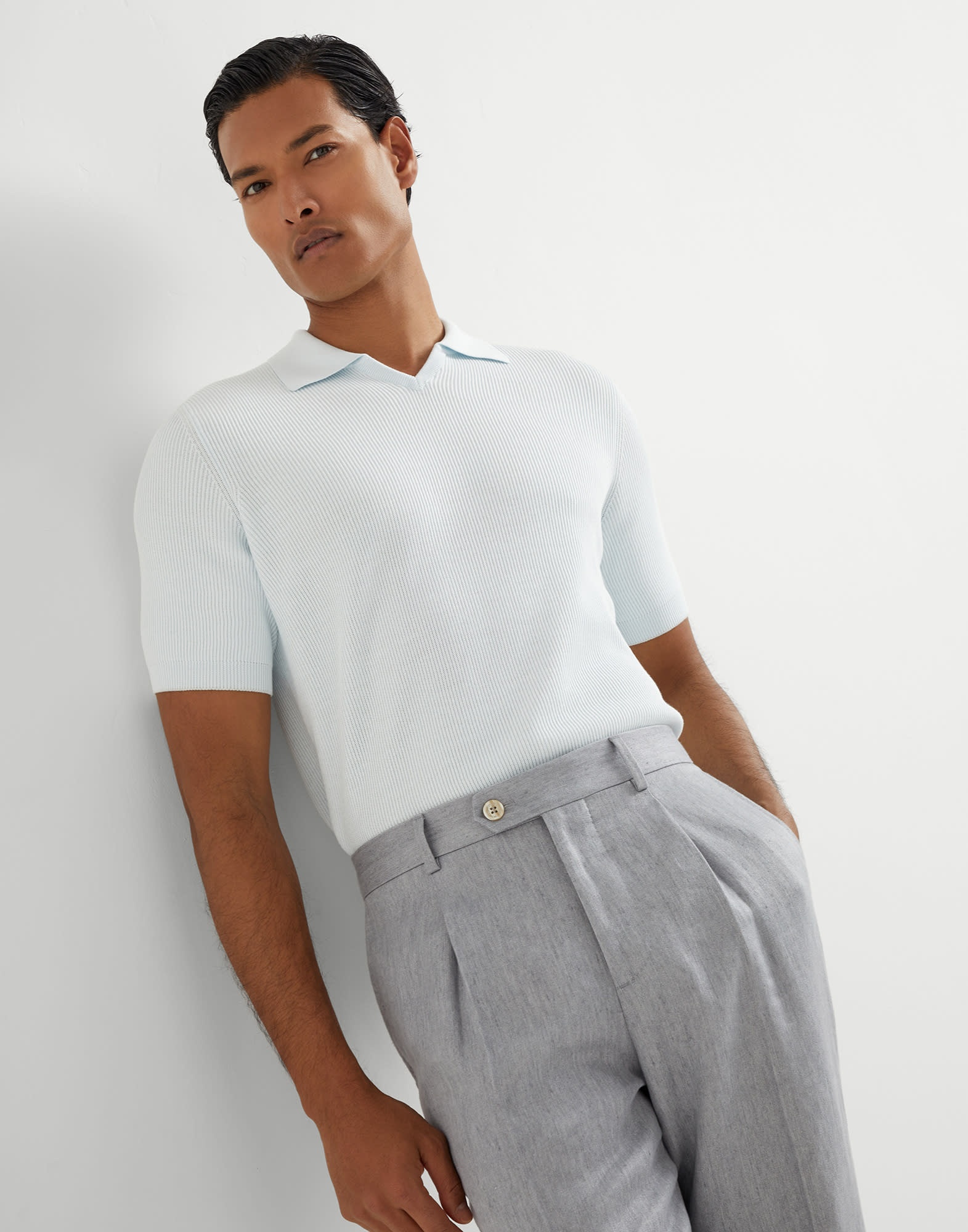 Cotton English rib knit polo - 4