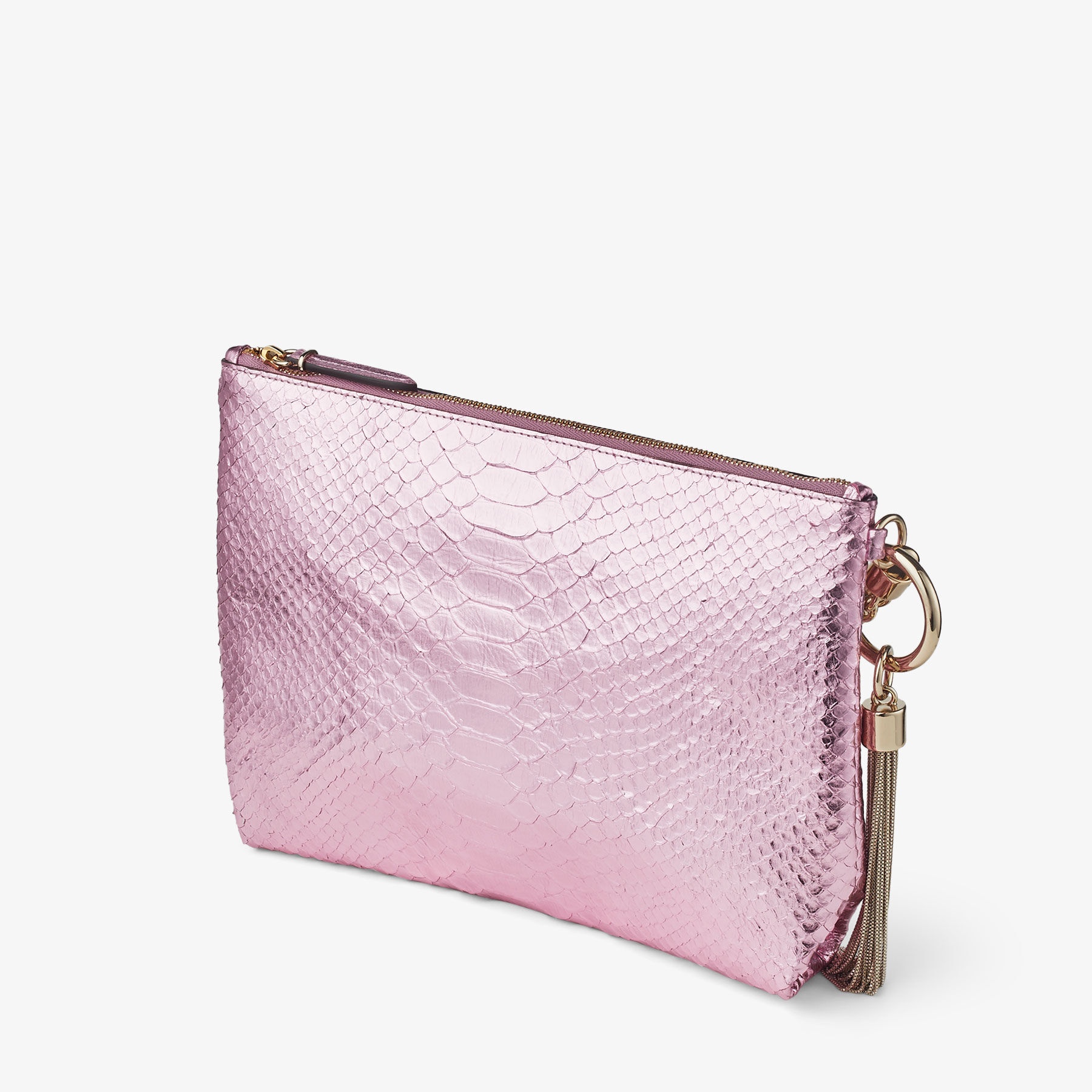 Callie
Candy Pink Metallic Snake Printed Leather Clutch Bag - 2