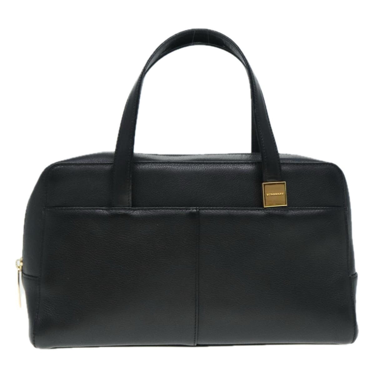 Burberry Hand Bag Leather Black Gold - 2