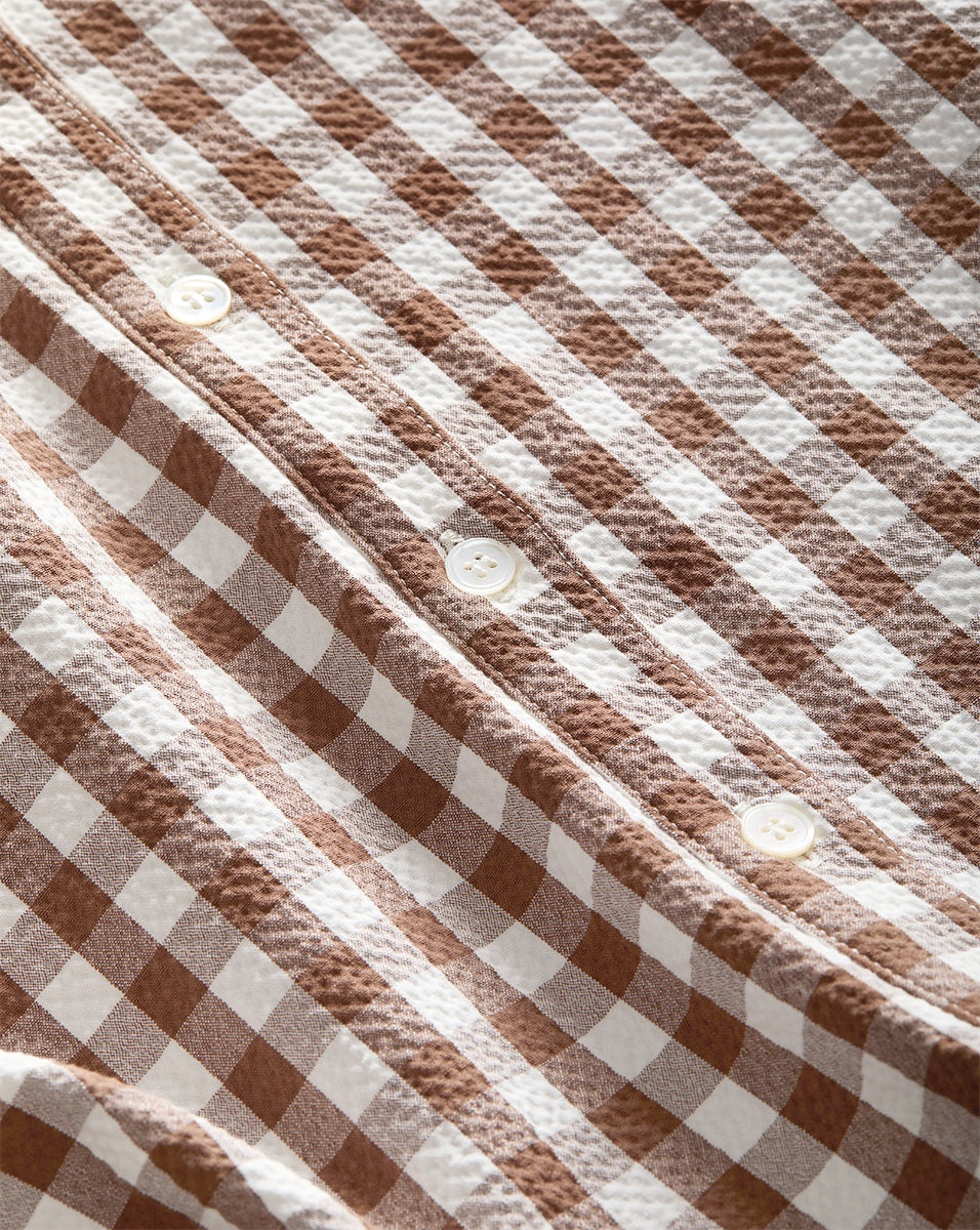 MACKEY GINGHAM SEERSUCKER HALTER DRESS - 5
