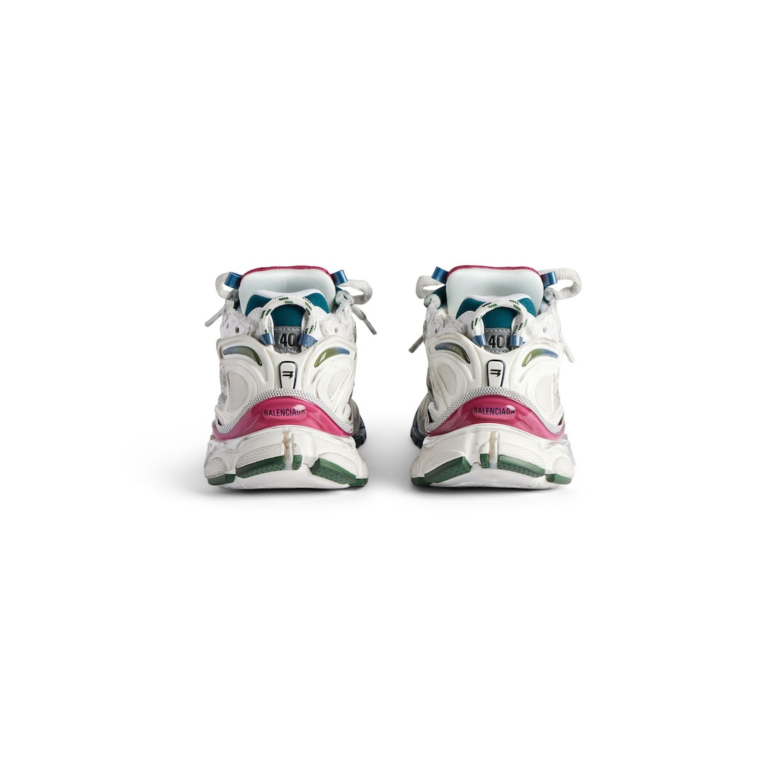 Women's Runner Sneaker in White/dark Green/blue/pink - 5