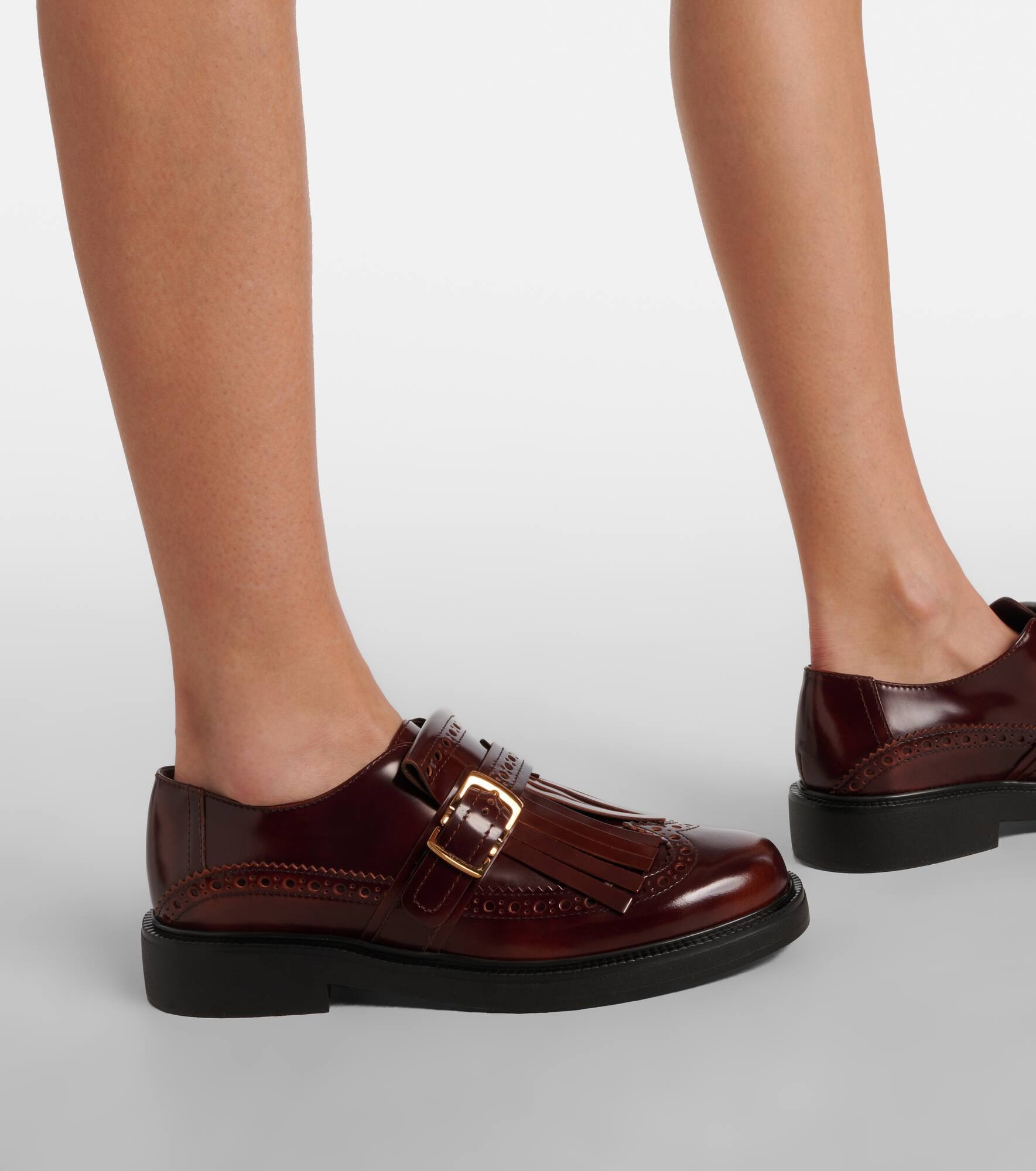 Leather monk strap shoes - 7