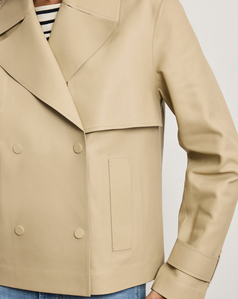 HEATHCLIFF CROPPED LEATHER TRENCH COAT 6