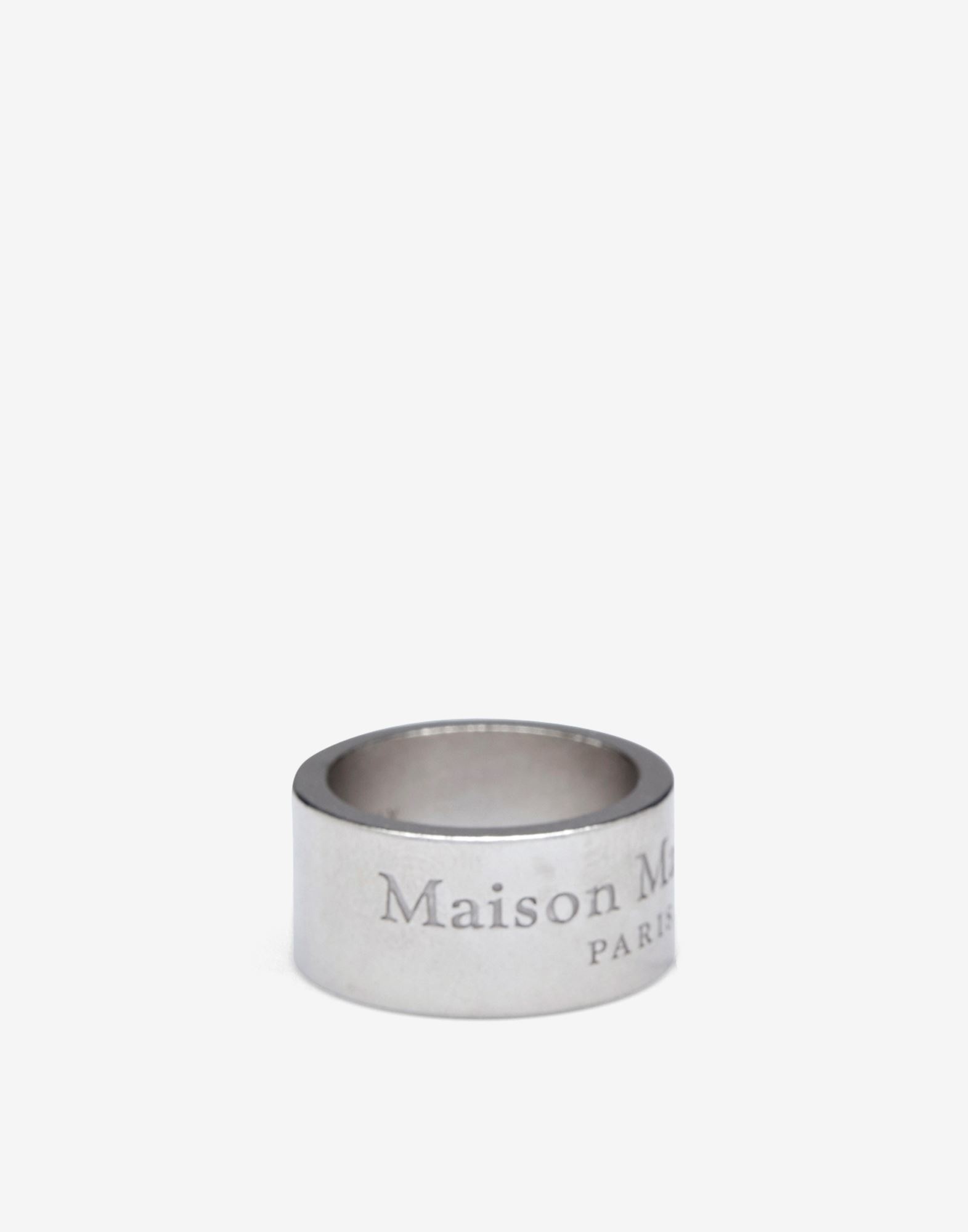 Logo engraved wide silver ring - 2