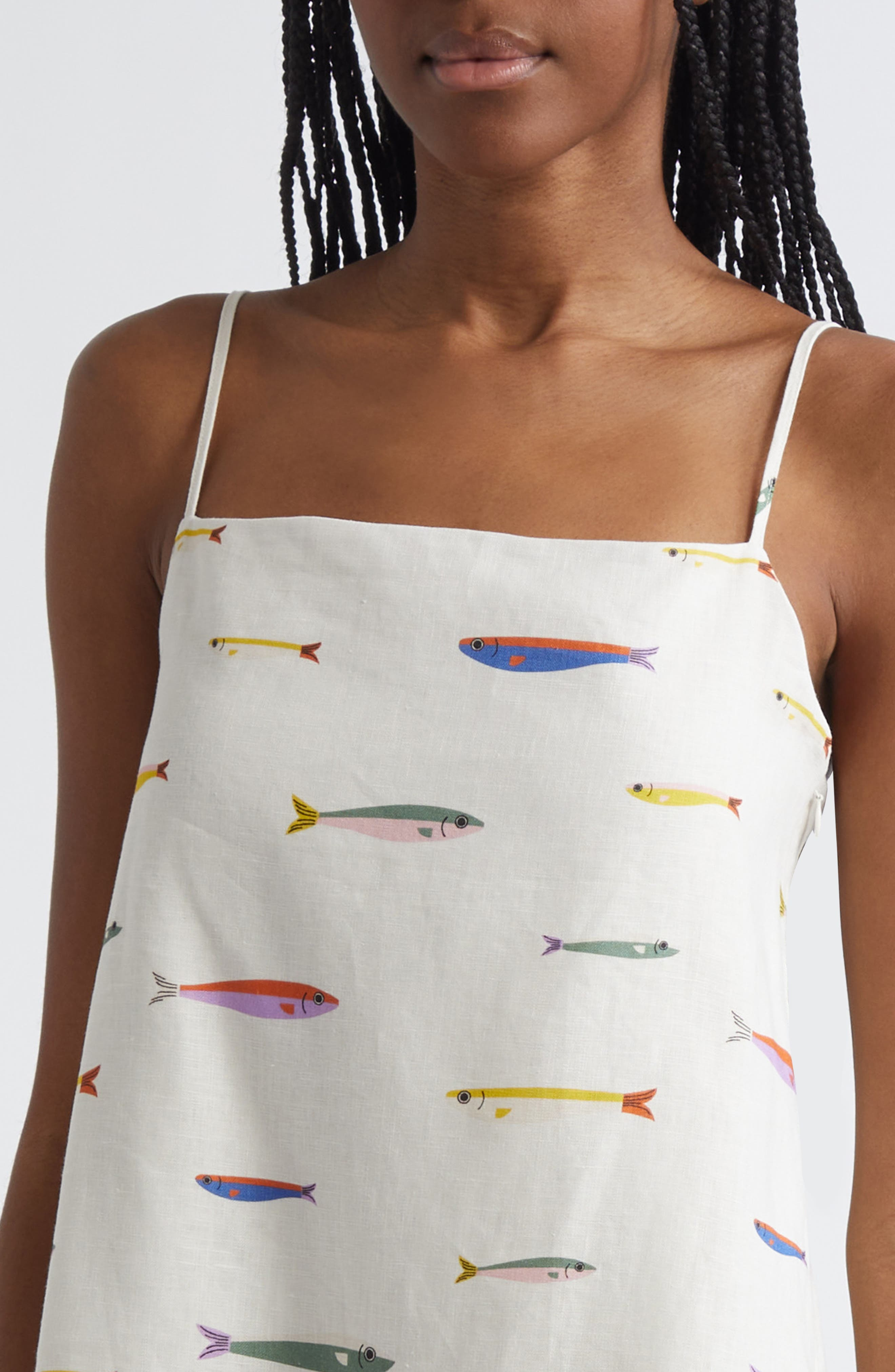 STAUD Laura Linen Minidress in Pop Sardines Ivory at Nordstrom - 4