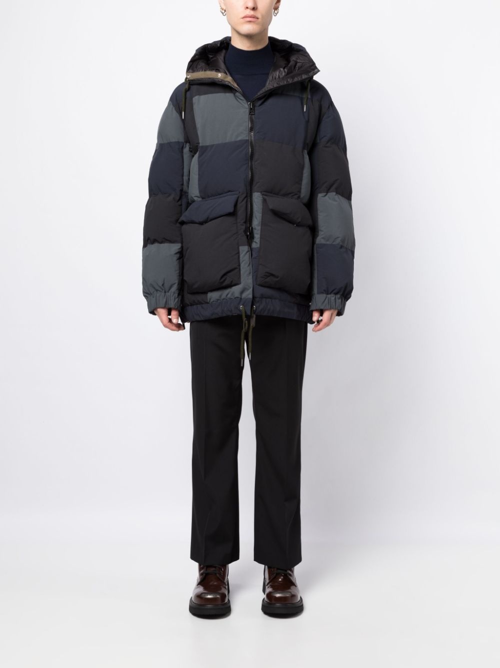 panelled hooded puffer jacket - 2