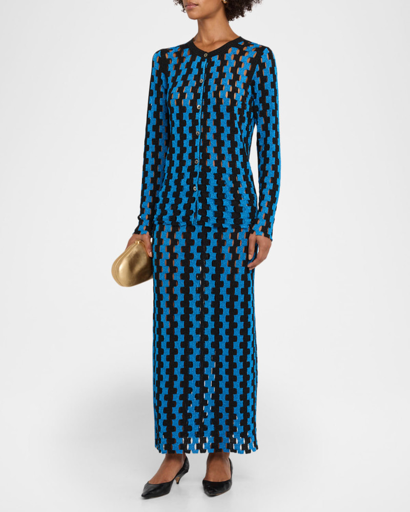 ZANKOV Marshall Metallic Open-Knit Maxi Skirt outlook