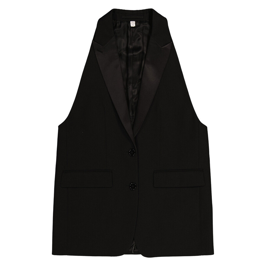 Burberry Wool Tailored Blazer Vestwith Satin Peak Lapels. - 5