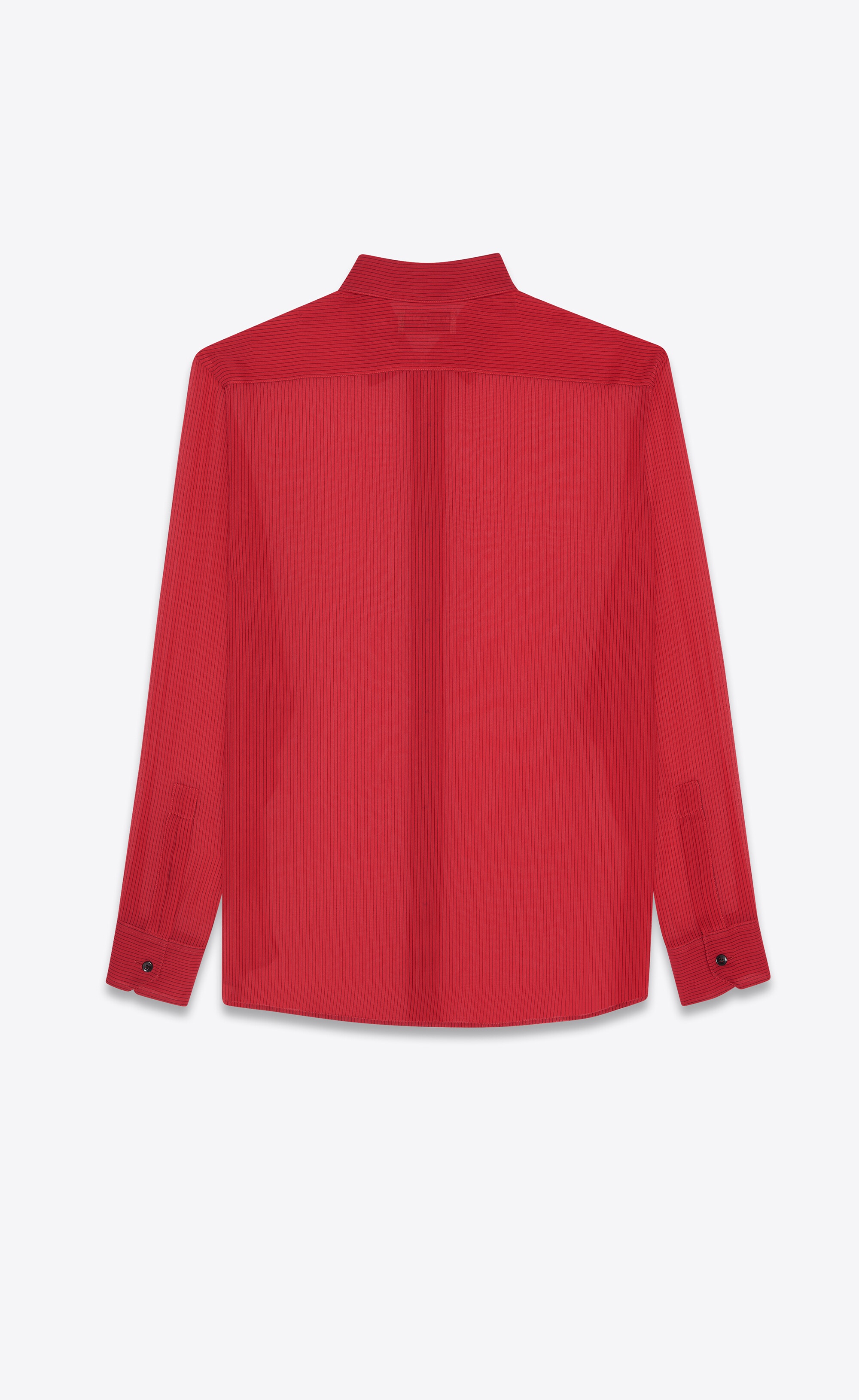 yves collar classic shirt in striped silk georgette - 2