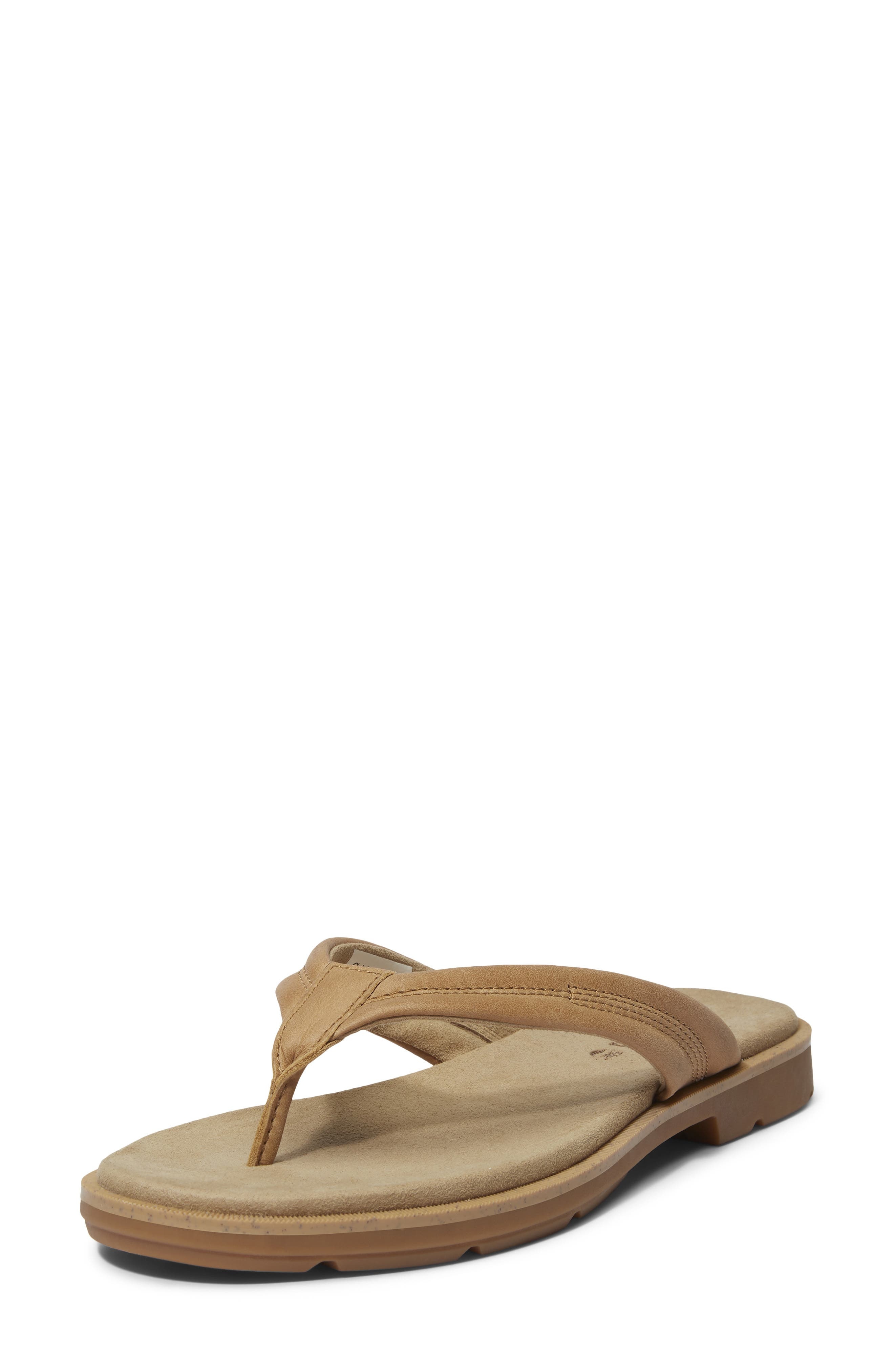 Timberland Calista Bay Flip Flop in Medium Beige Full Grain at Nordstrom - 8
