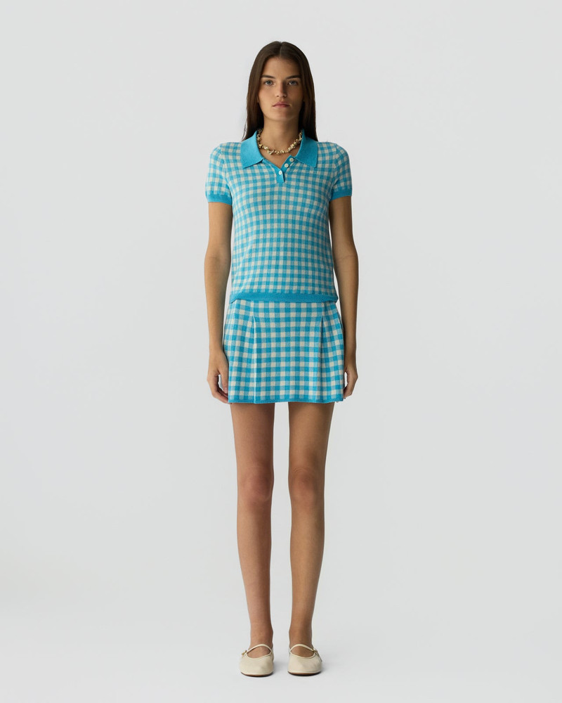 GUEST IN RESIDENCE Gingham Pleated Skirt outlook