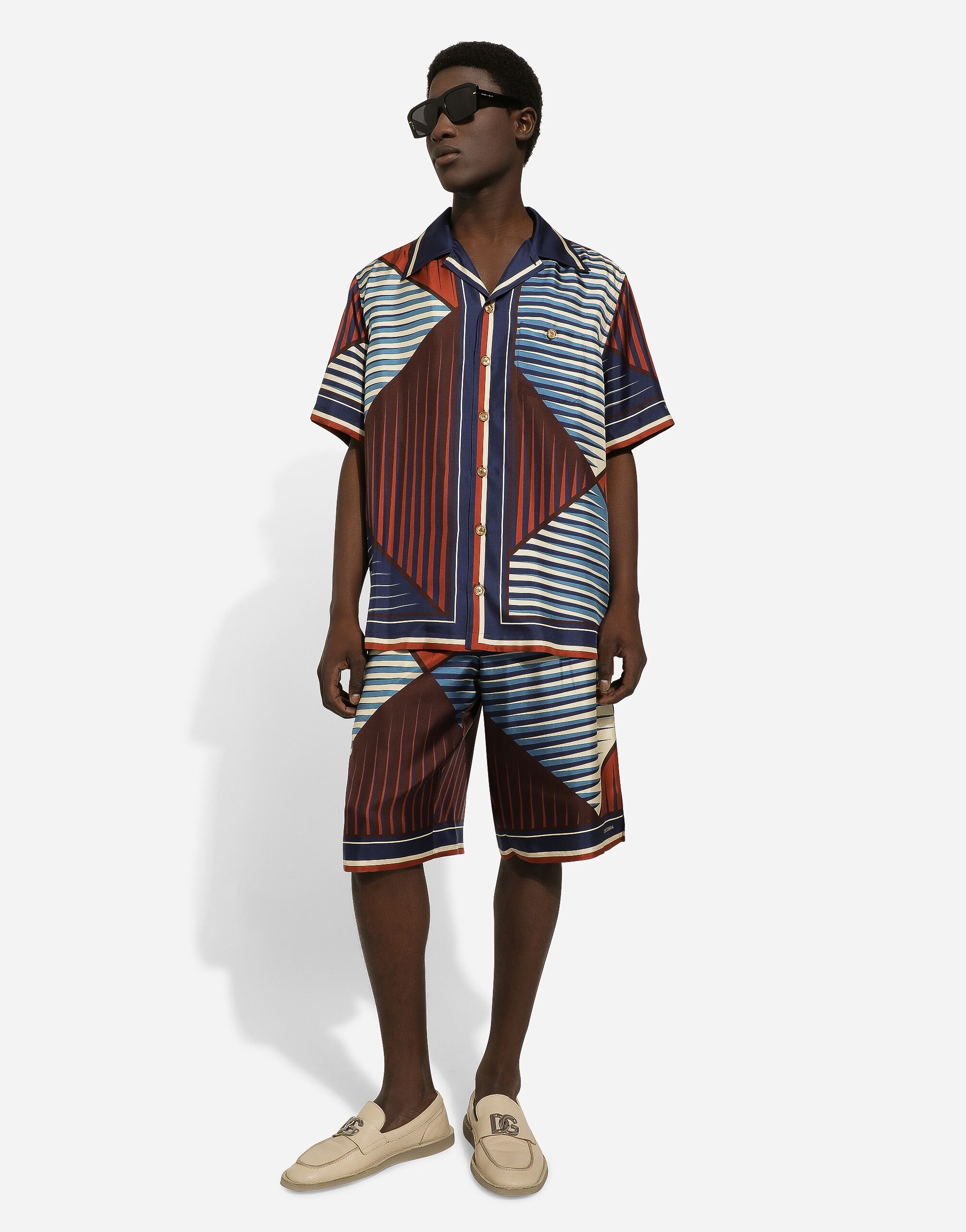 Printed silk jogging shorts - 5