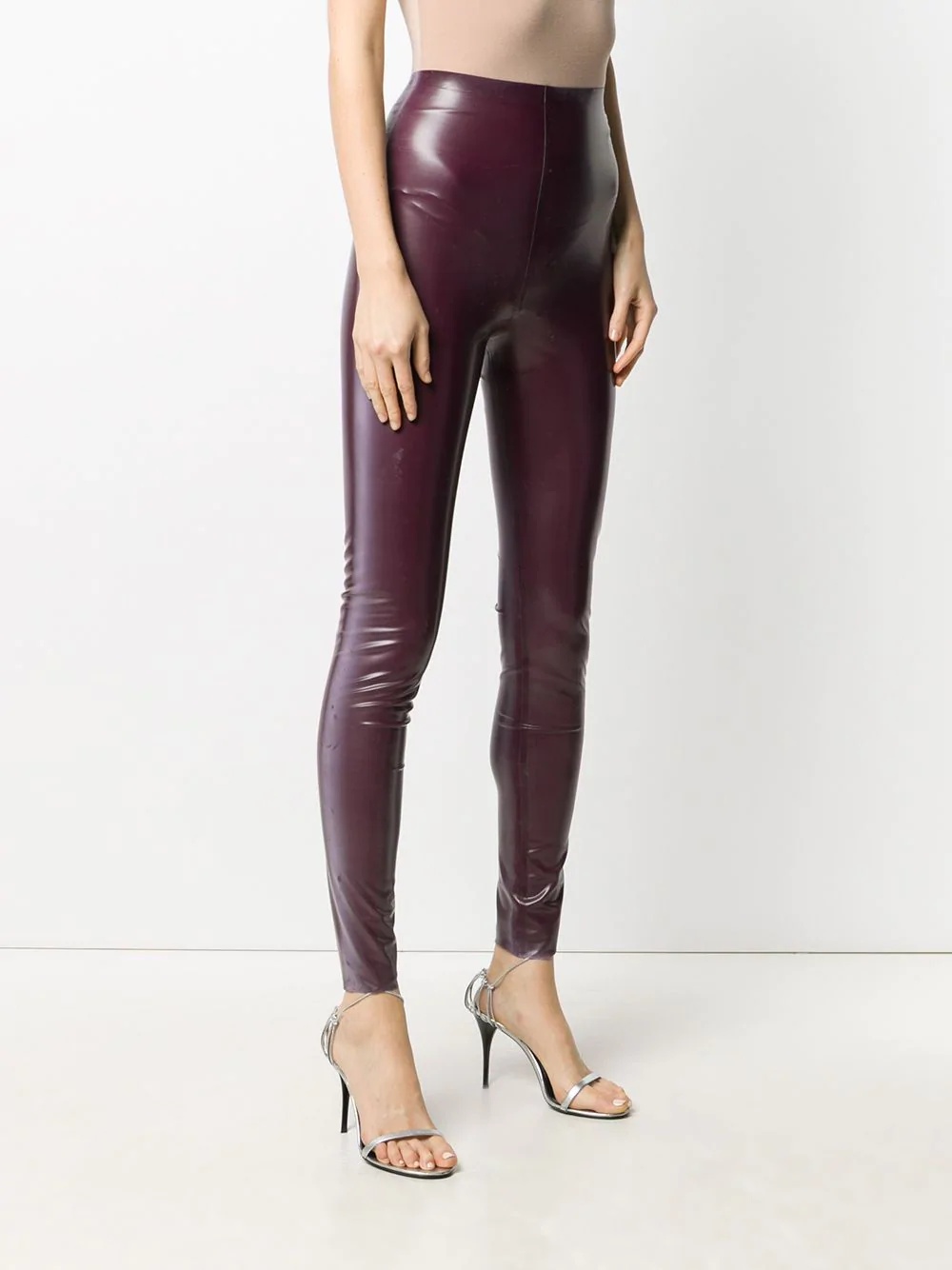 high-waisted latex leggings - 3