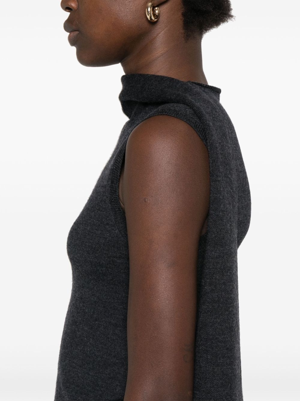 scarf-detailing sleeveless top - 5