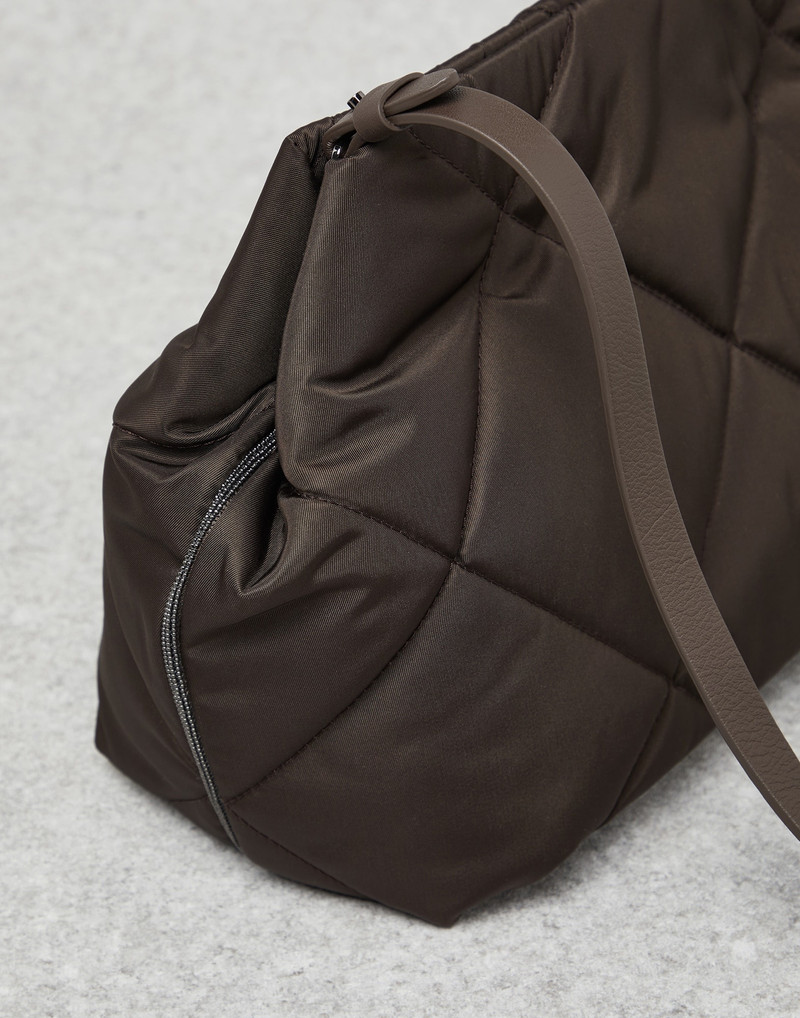 Matelassé nylon bag with shiny trim 3