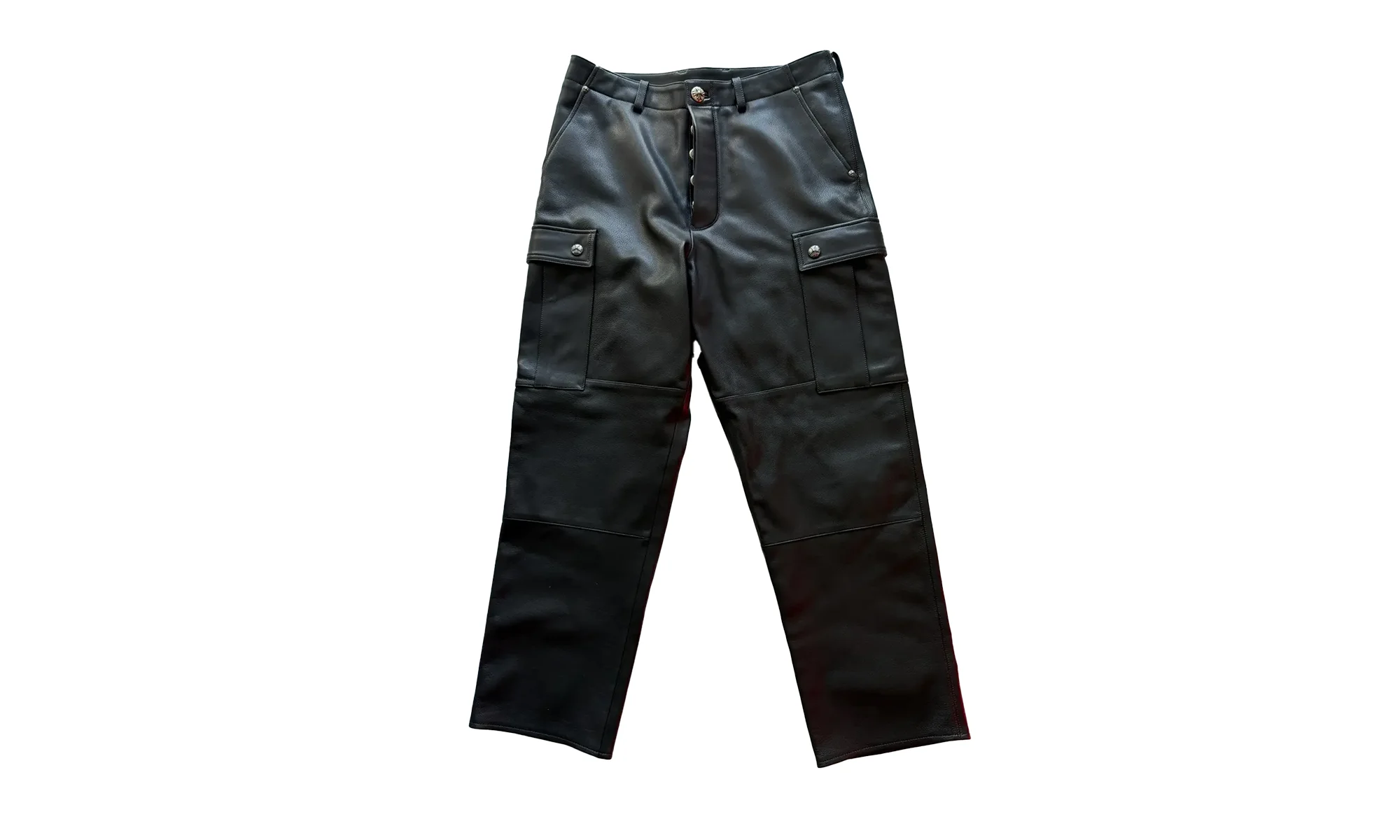 Devil Dog Full Leather Cargo Carpenter Pants "Black" CHRM0443 - 1