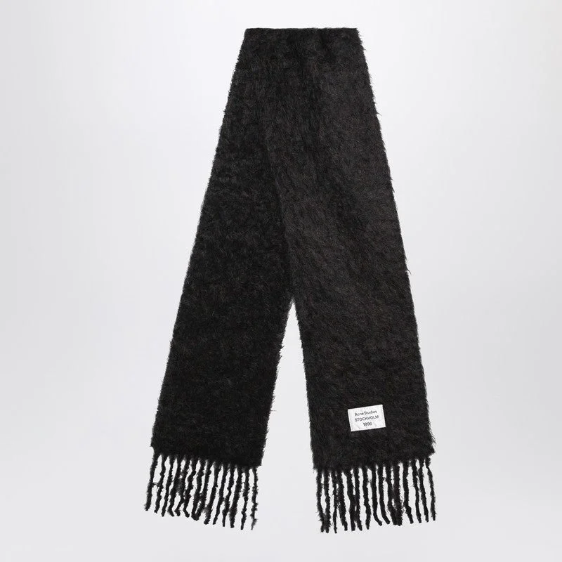 Acne Studios Black Wool Scarf With Logo Men - 1