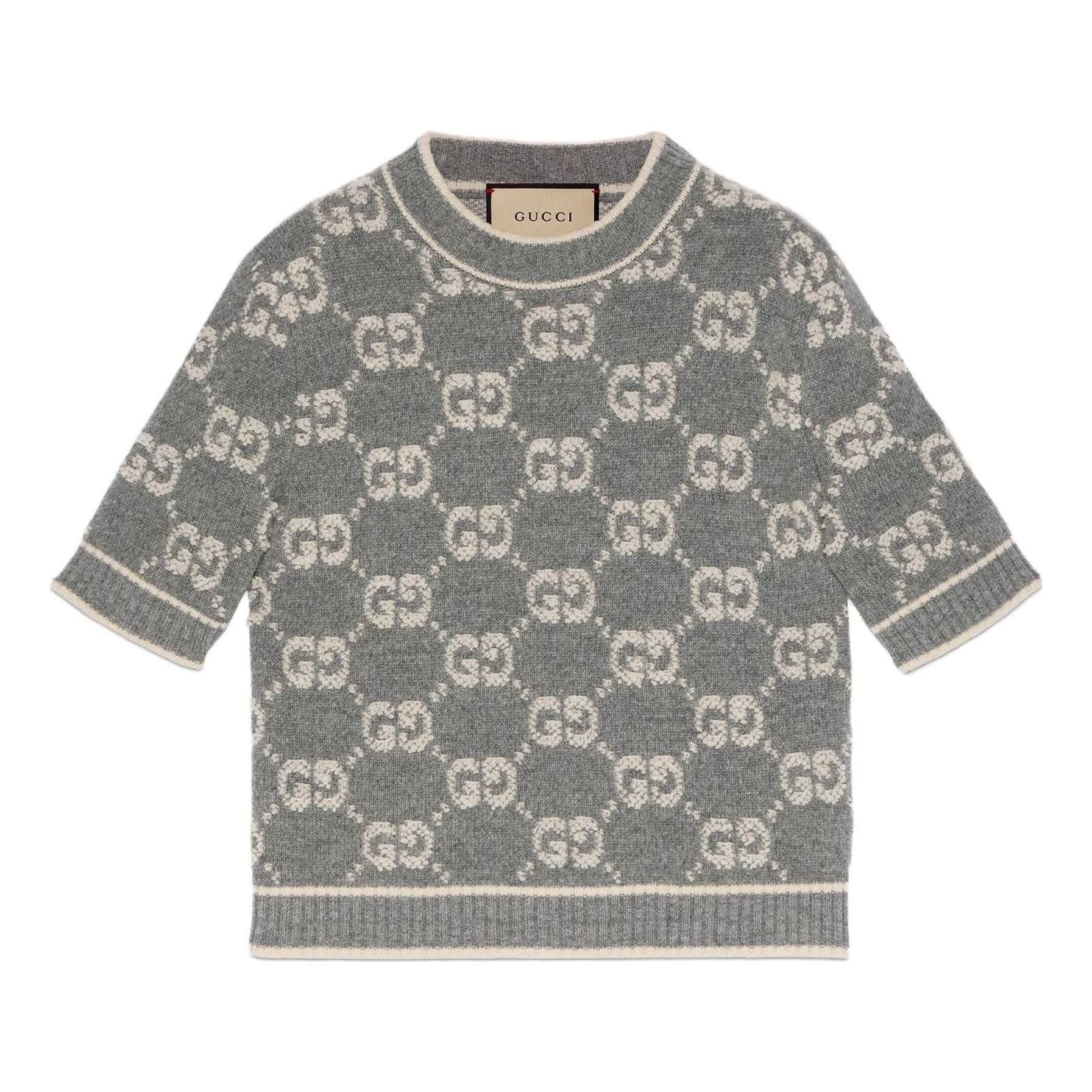 (WMNS) Gucci GG Wool Bouclé Jacquard Top 'Grey Ivory' 770059-XKCNA-1130 - 1