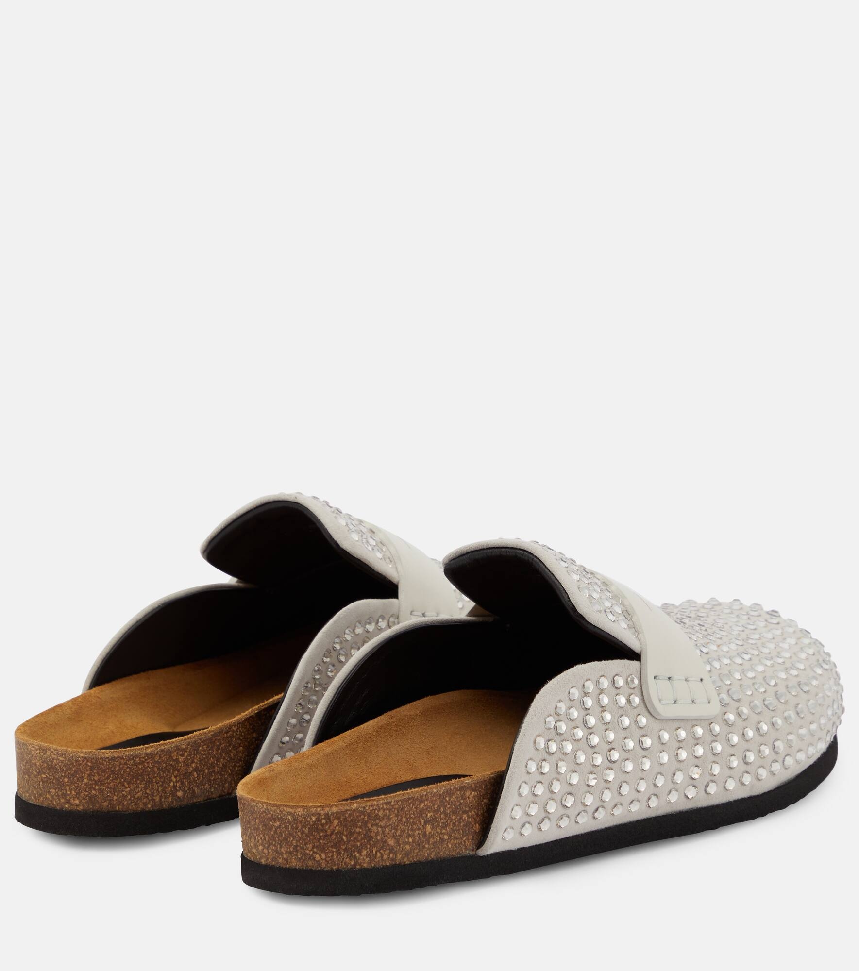 Crystal-embellished suede slippers - 3