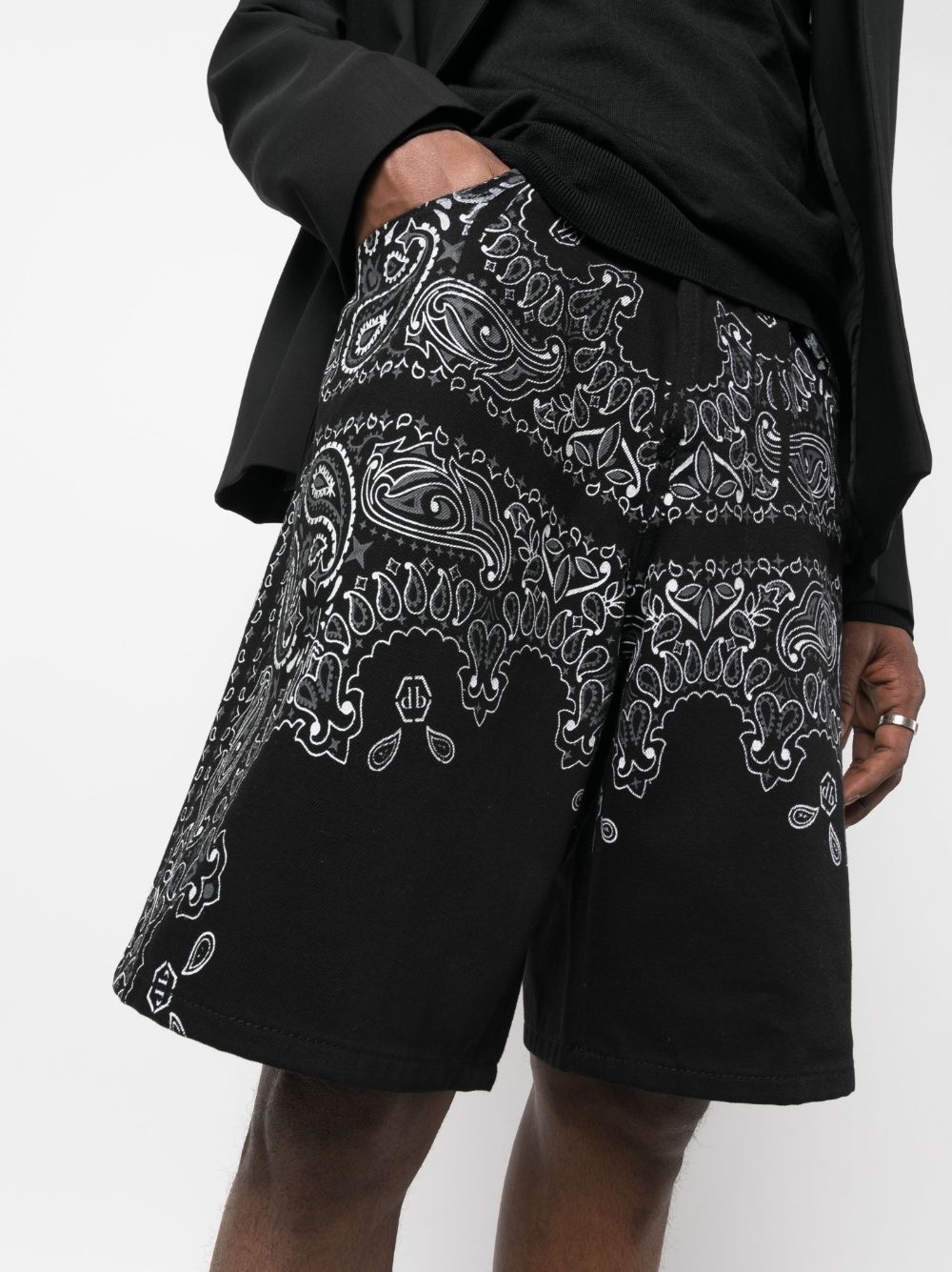 paisley-print denim bermuda shorts - 5