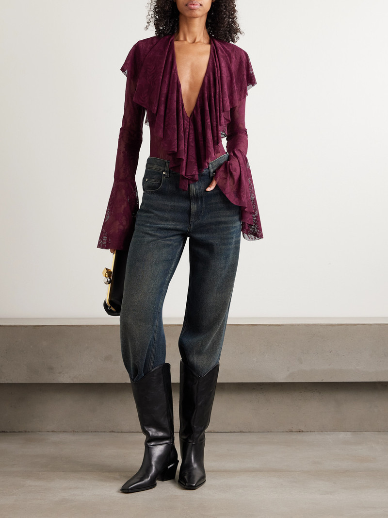 NORMA KAMALI Ruffled Stretch-lace Bodysuit outlook