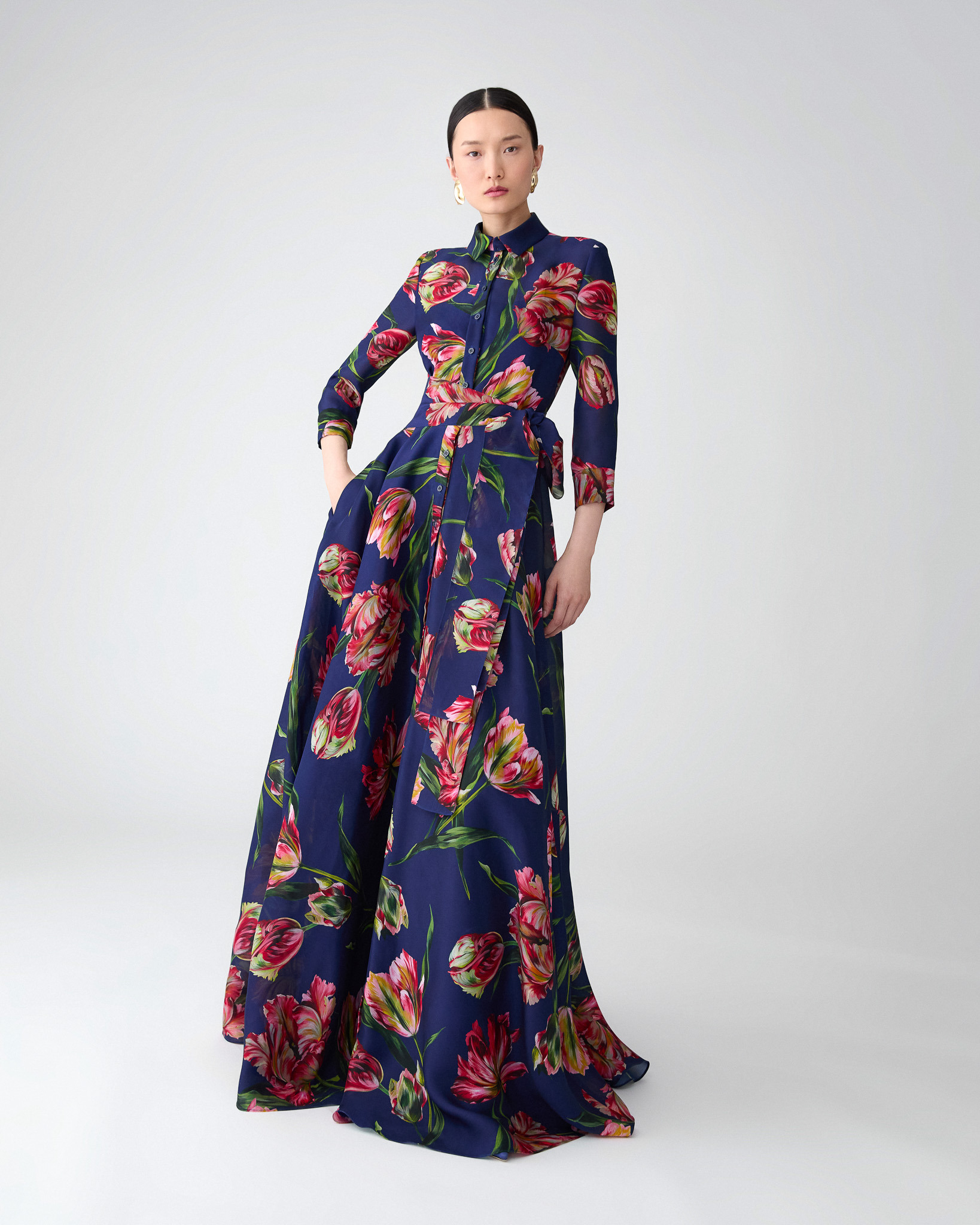 Tulip-Print Trench Gown - 4