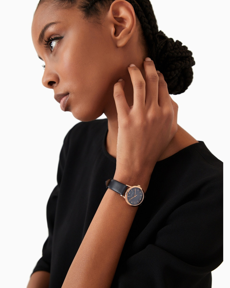 SWISS MADE AUTOMATIC BLUE LEATHER WATCH 3