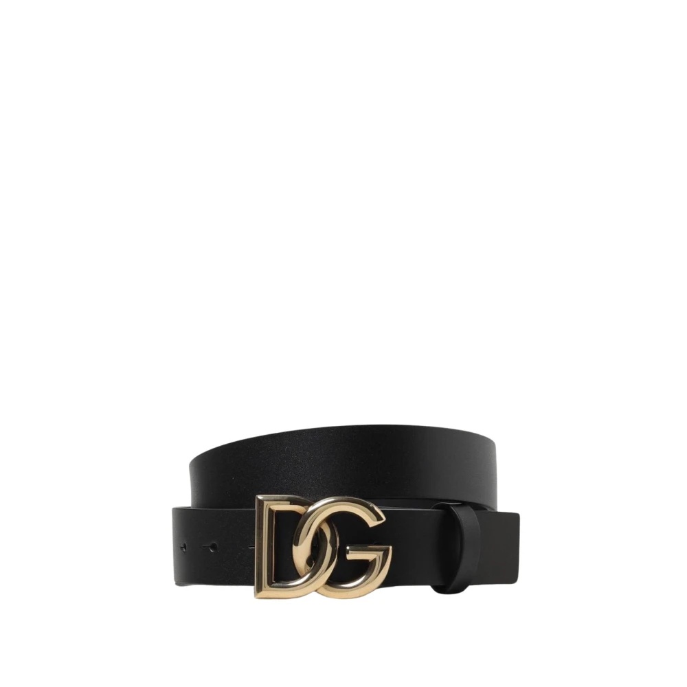 BLACK LEATHER BELT WITH DG BUCKLE - 1