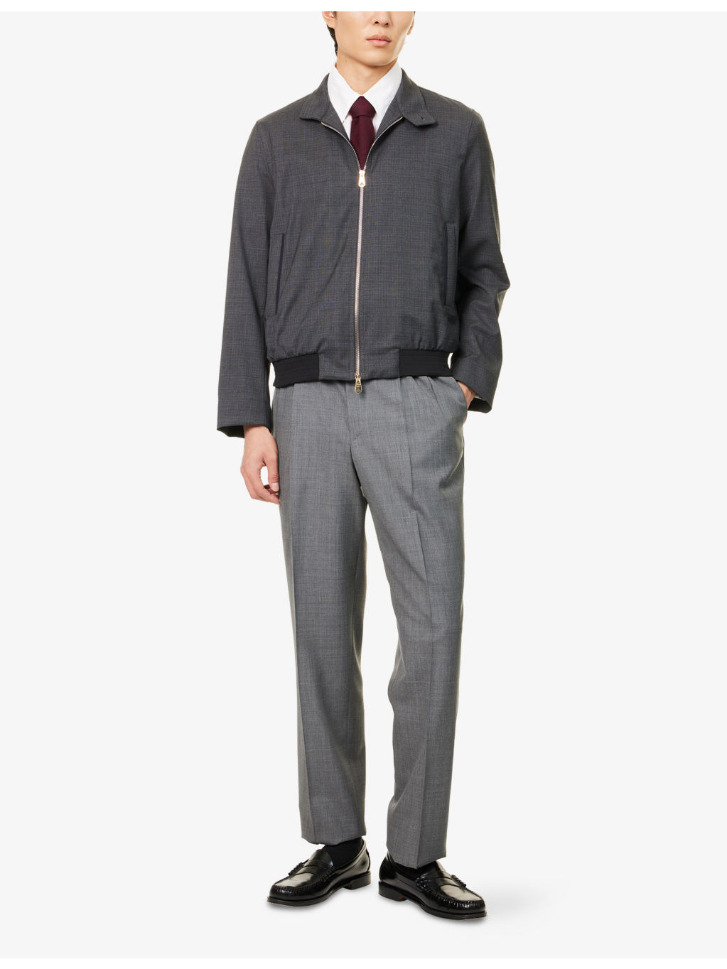 Check Regular-Fit Wool Bomber Jacket - 2