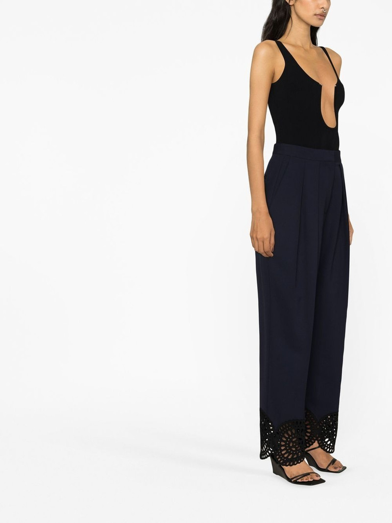 broderie anglaise-trimmed trousers 4