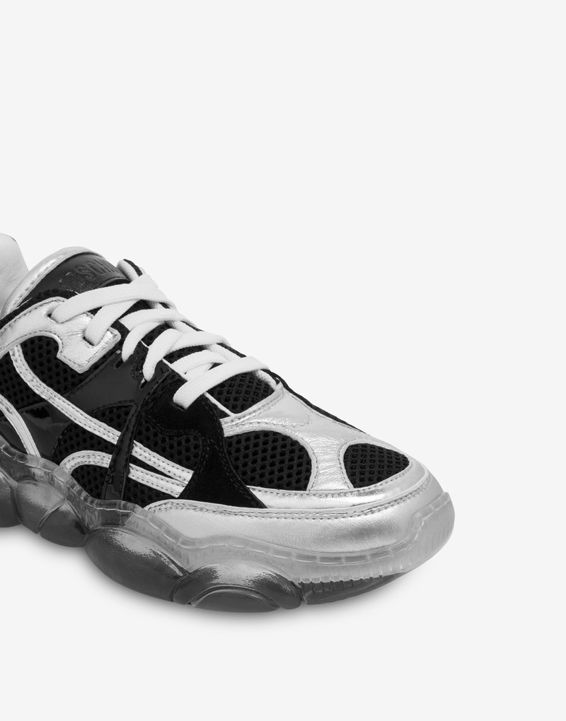 BLACK MESH TEDDY SHOES WITH TRANSPARENT SOLE 4