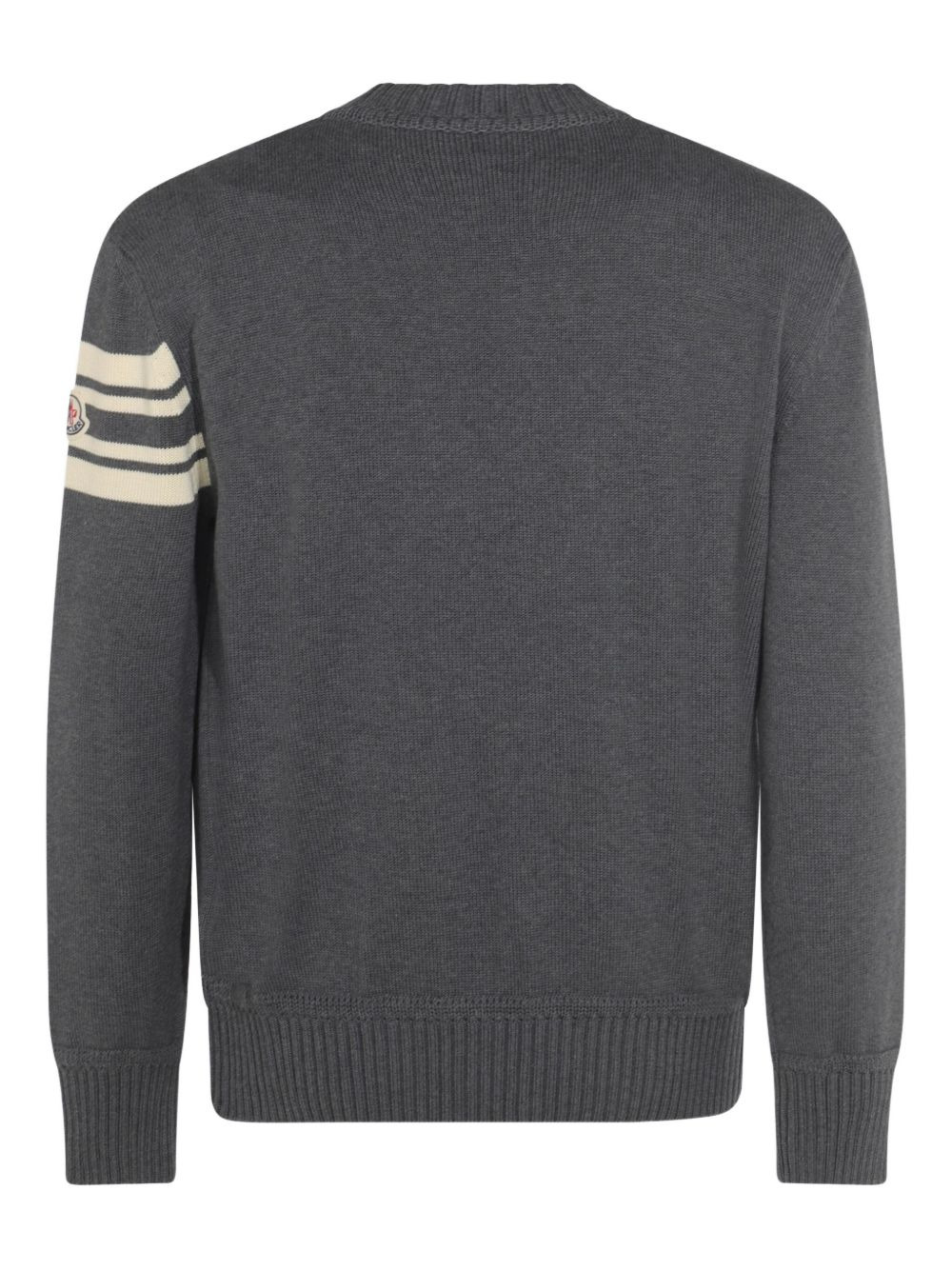 logo-embroidered striped-sleeve sweater - 2