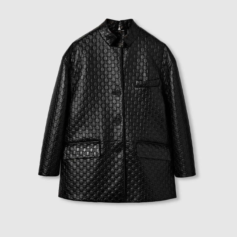 GG embossed leather jacket 1