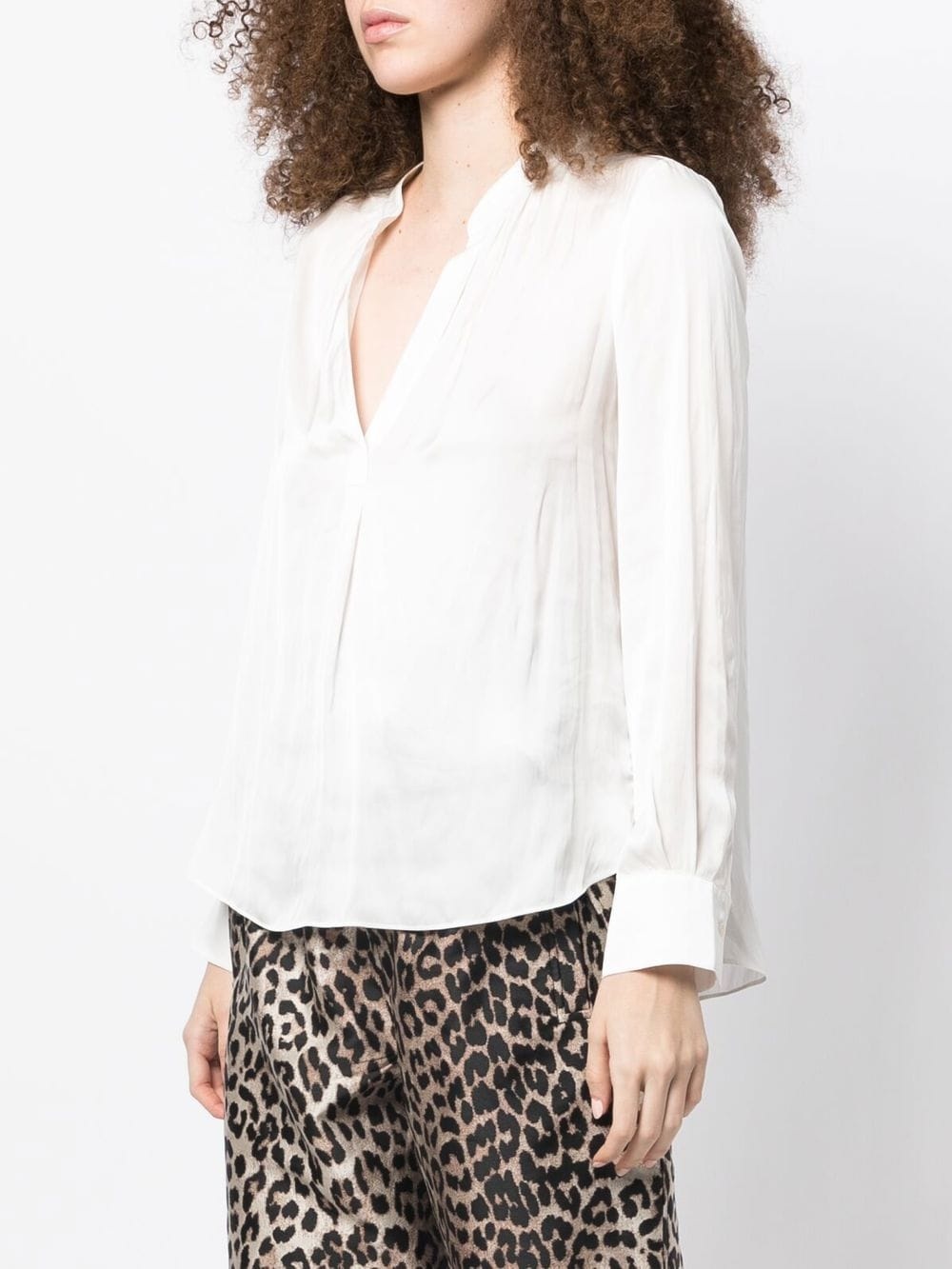 long-sleeve gathered-detail blouse - 3