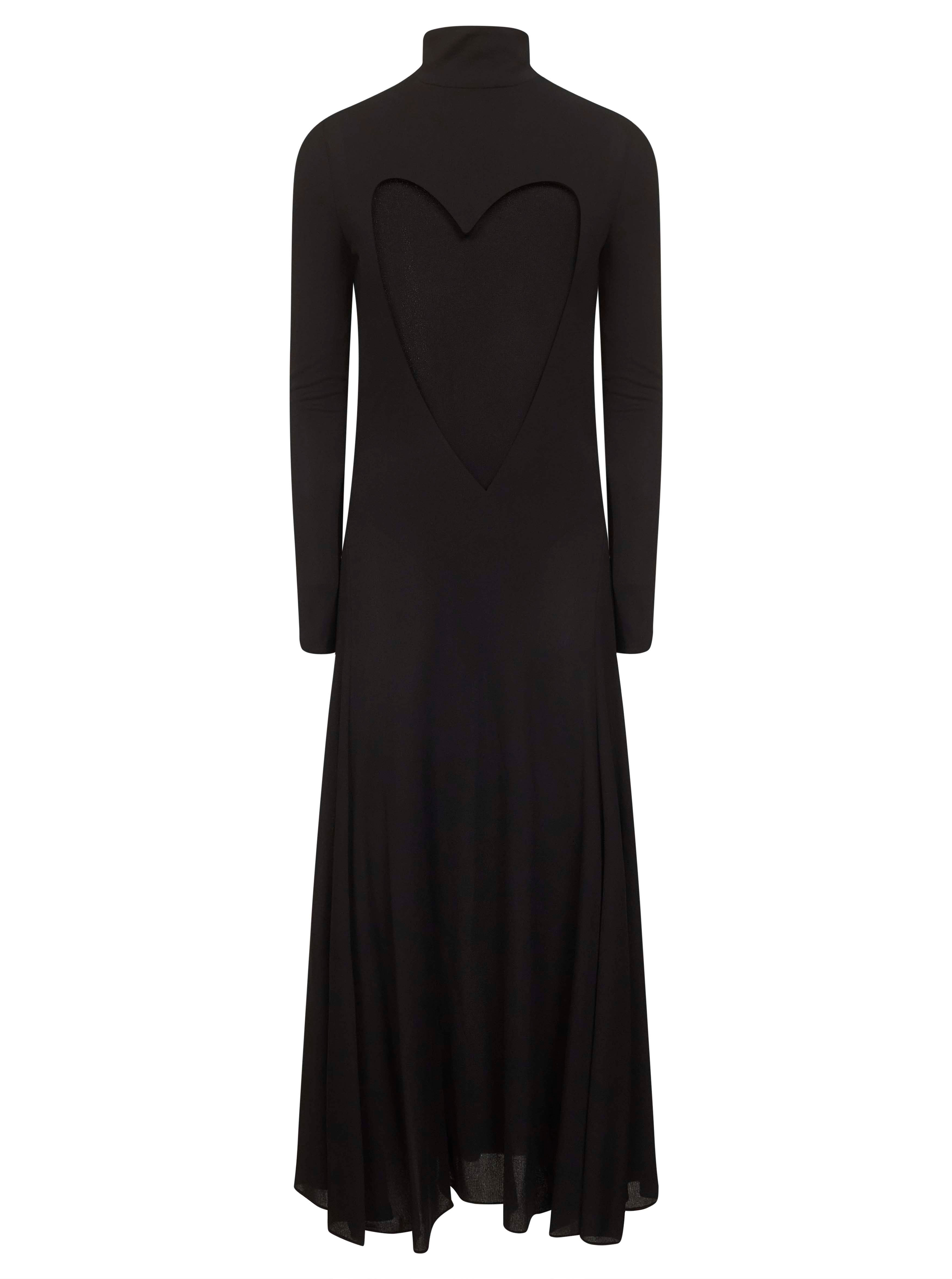 Black fluid jersey hear midi dress - 2