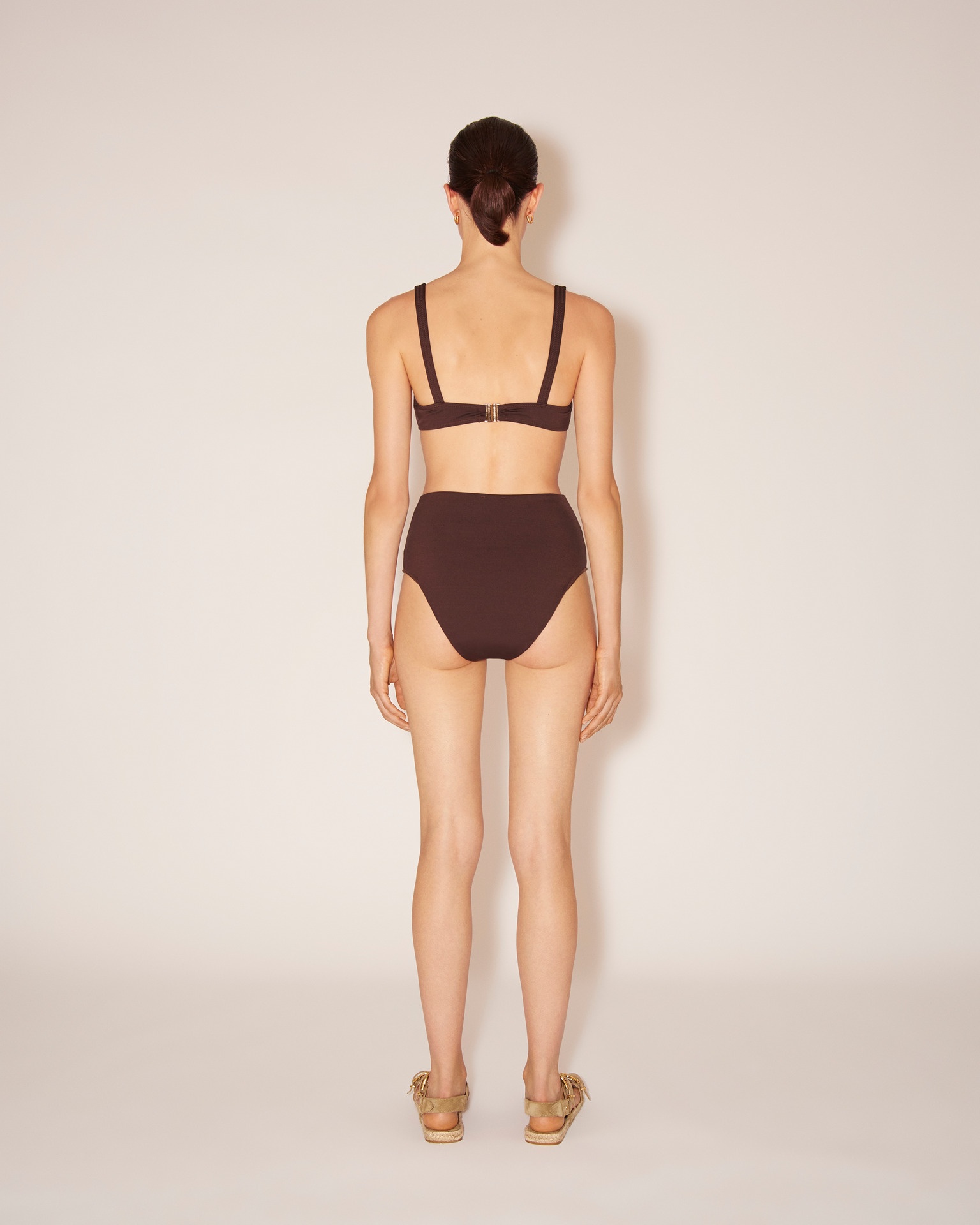 BENTE - Matte stretch high cut briefs - Brown - 4