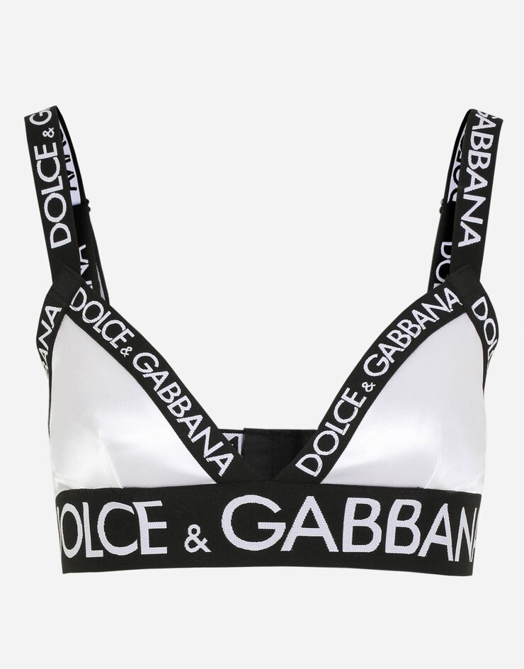 Satin triangle bra with logo - 1