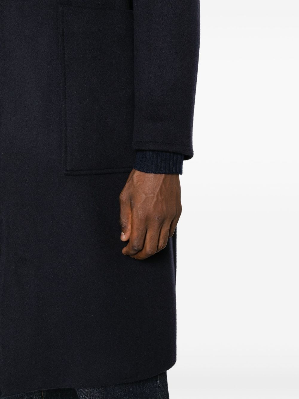 zip-up virgin wool coat - 5