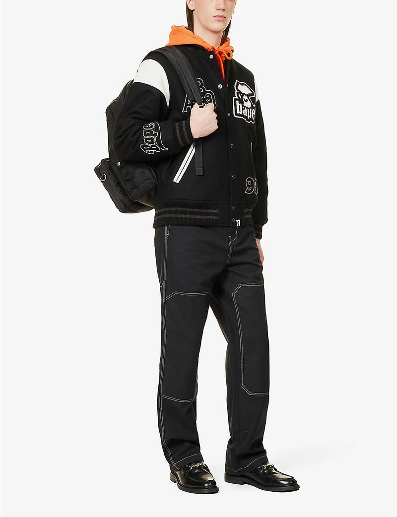A BATHING APE® Switch branded wool-blend varsity jacket outlook