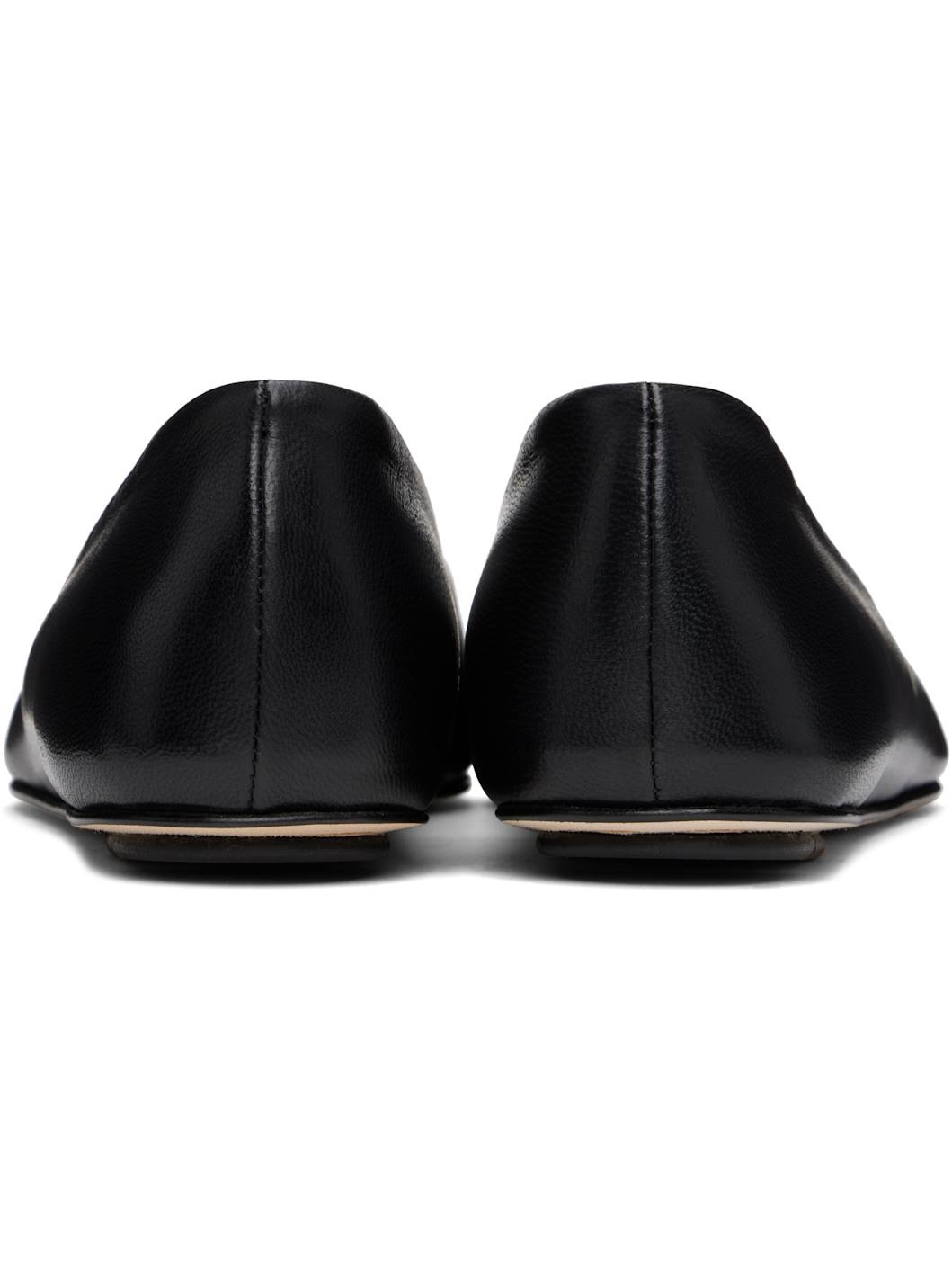 Black Nappa Leather Ballerina Flats - 2