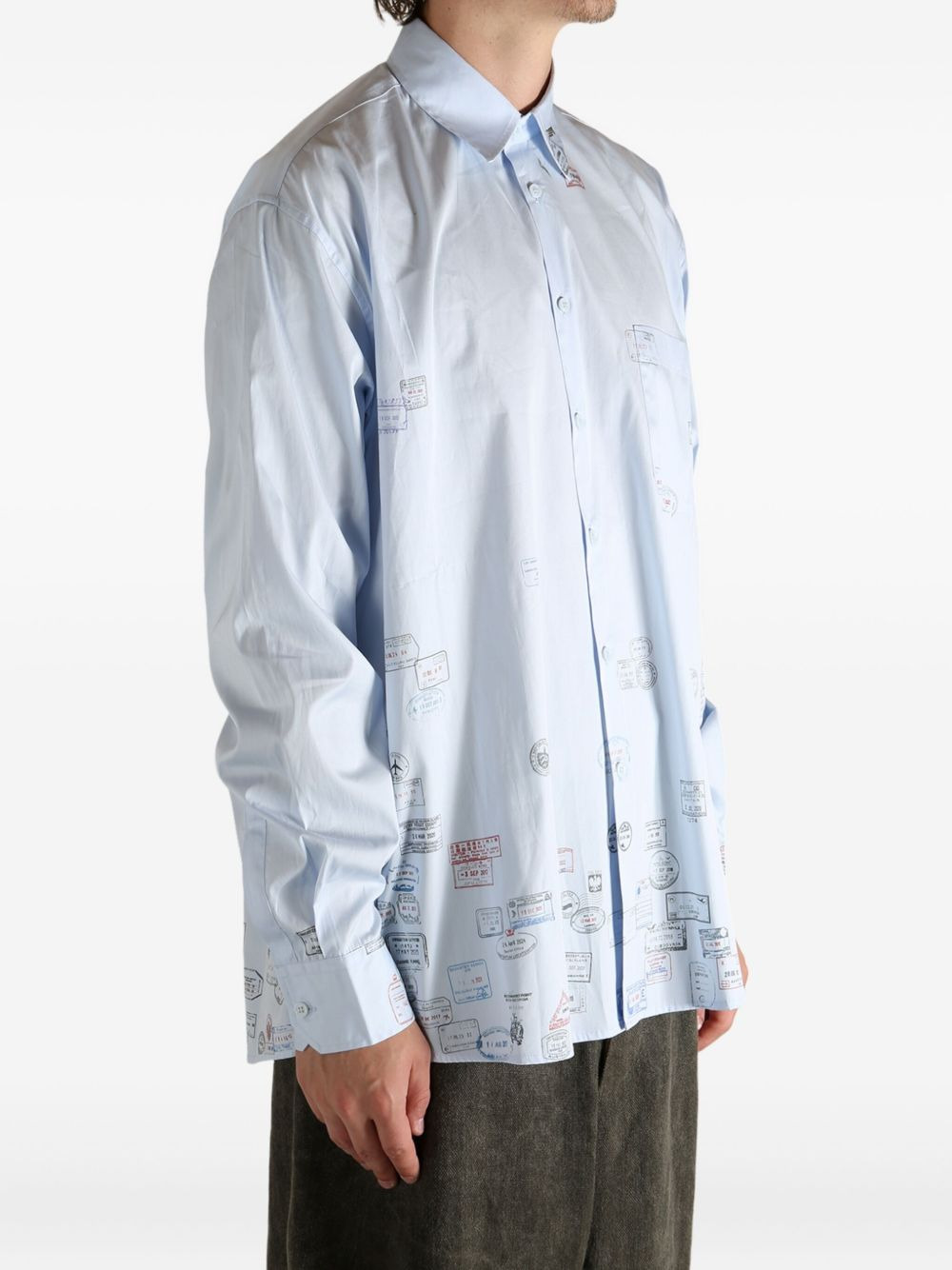 stamp-print cotton shirt - 2
