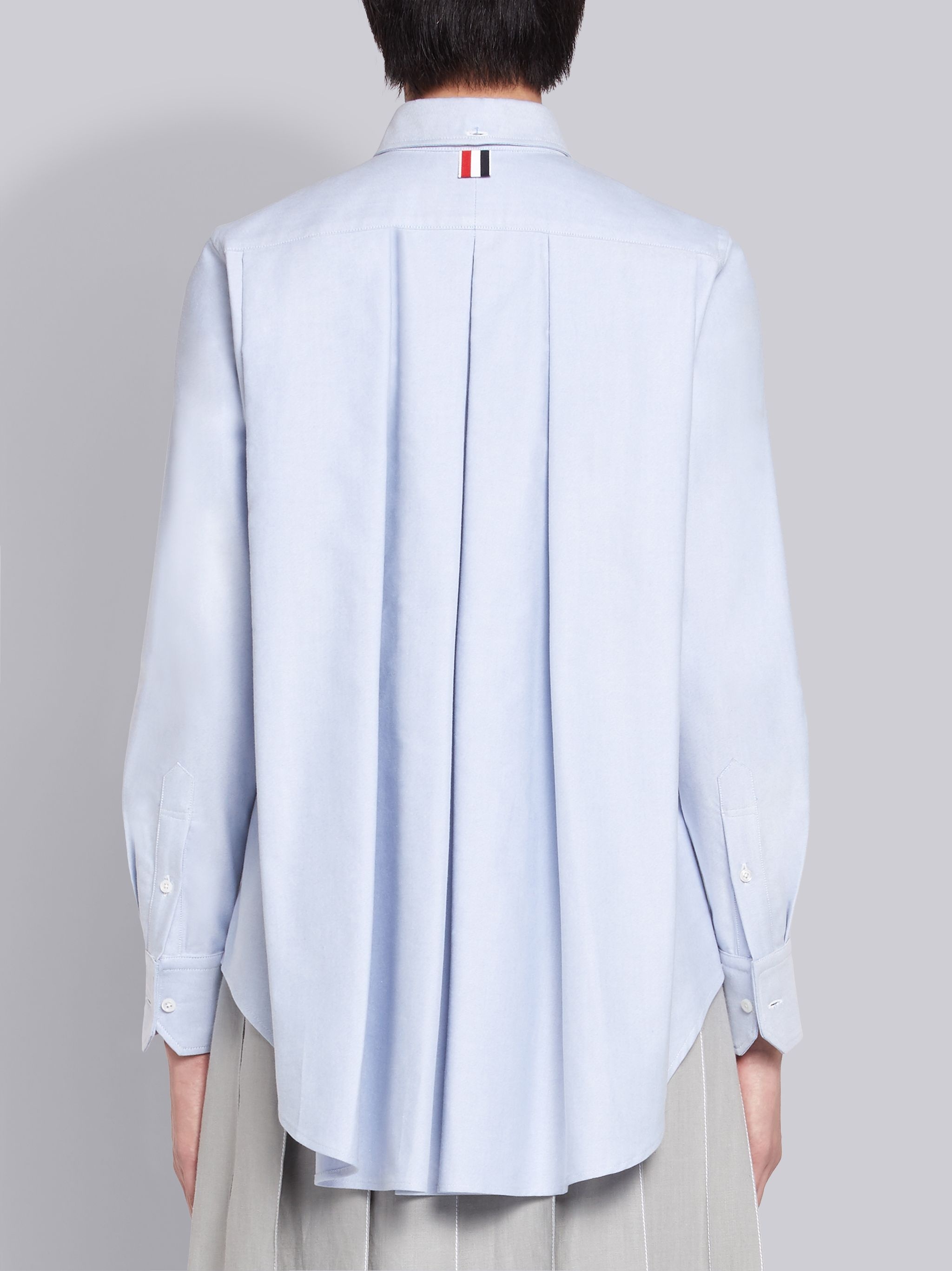 Light Blue Oxford Cotton Pleat Back Shirt - 3