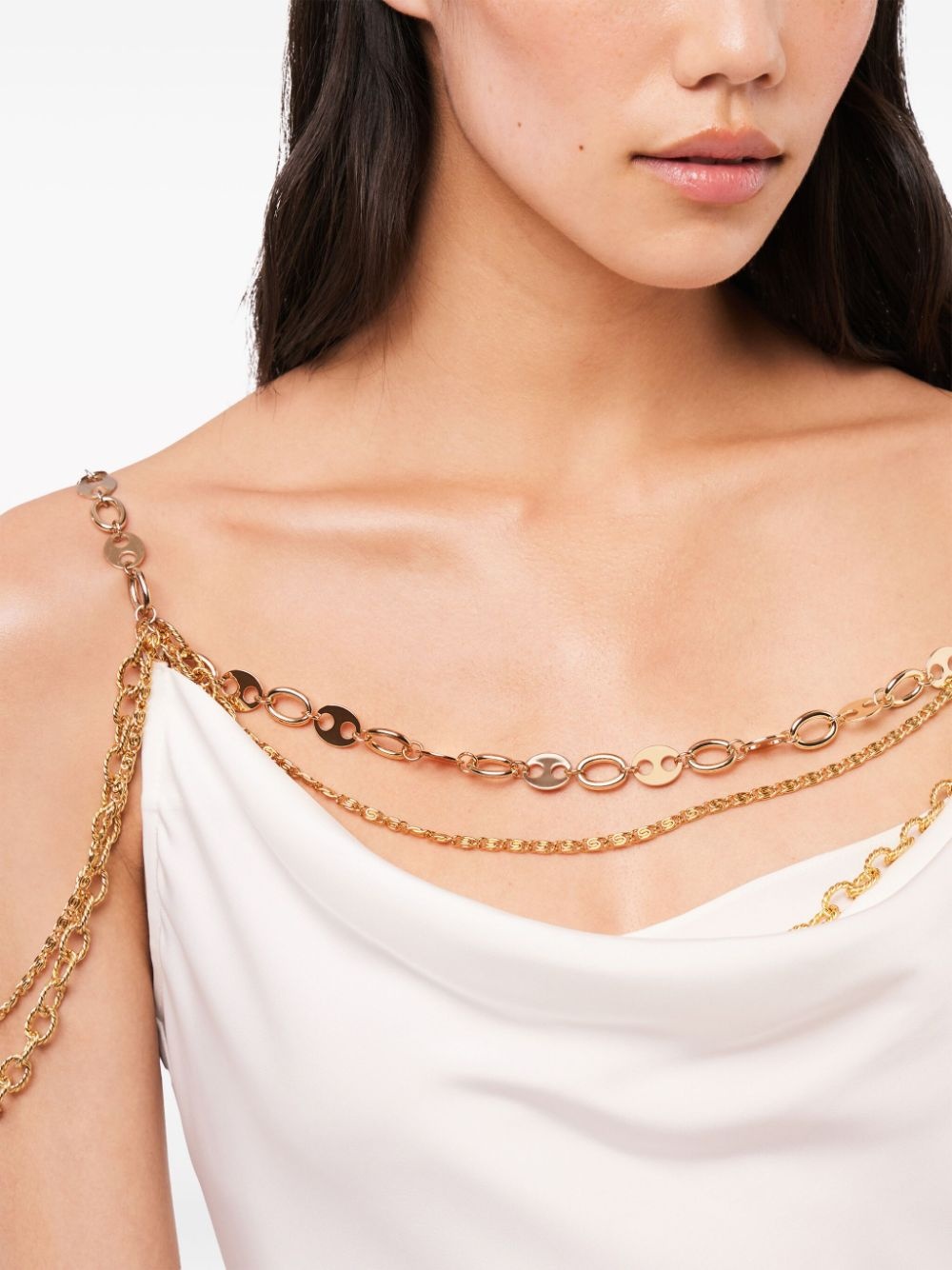 chain-straps silk midi dress - 6