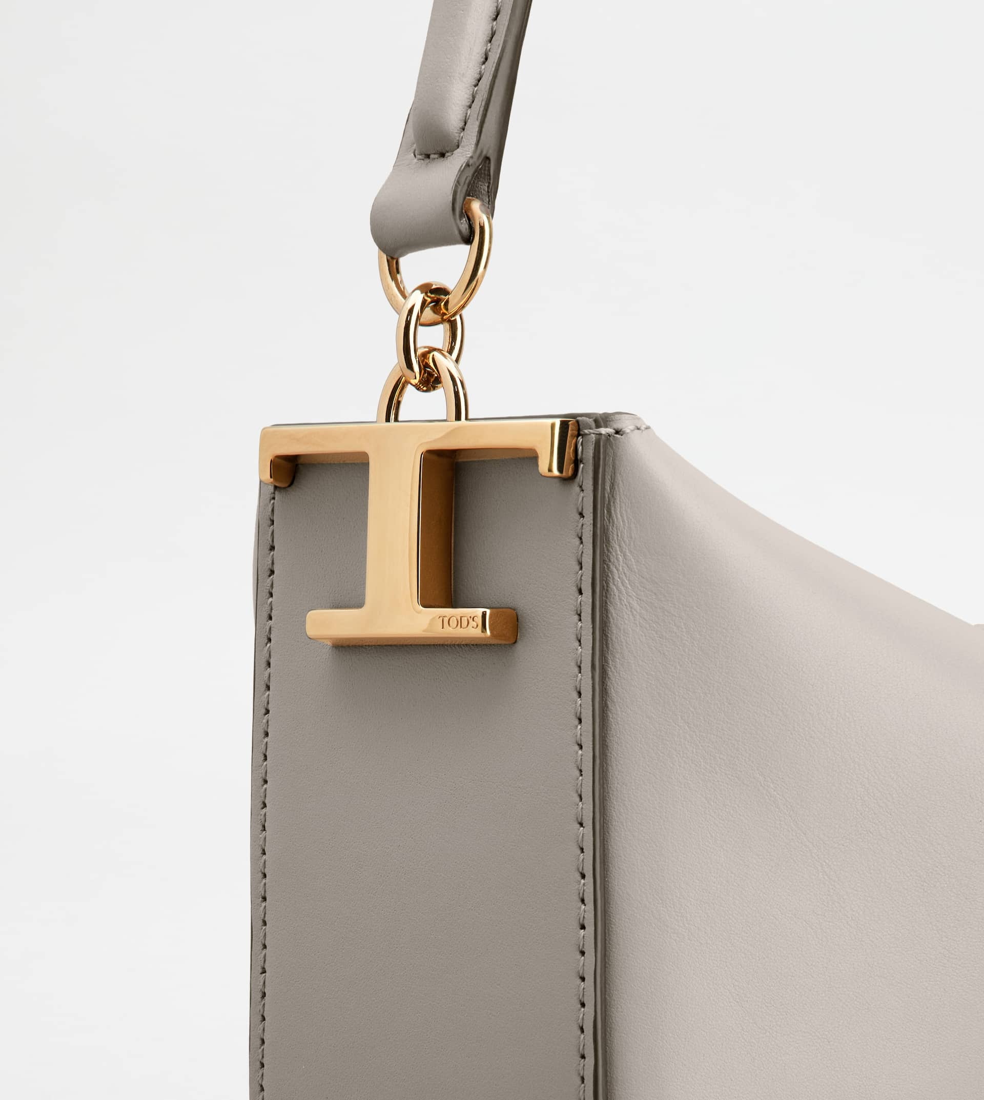 TOD'S T CASE HOBO BAG IN LEATHER MINI - GREY - 6