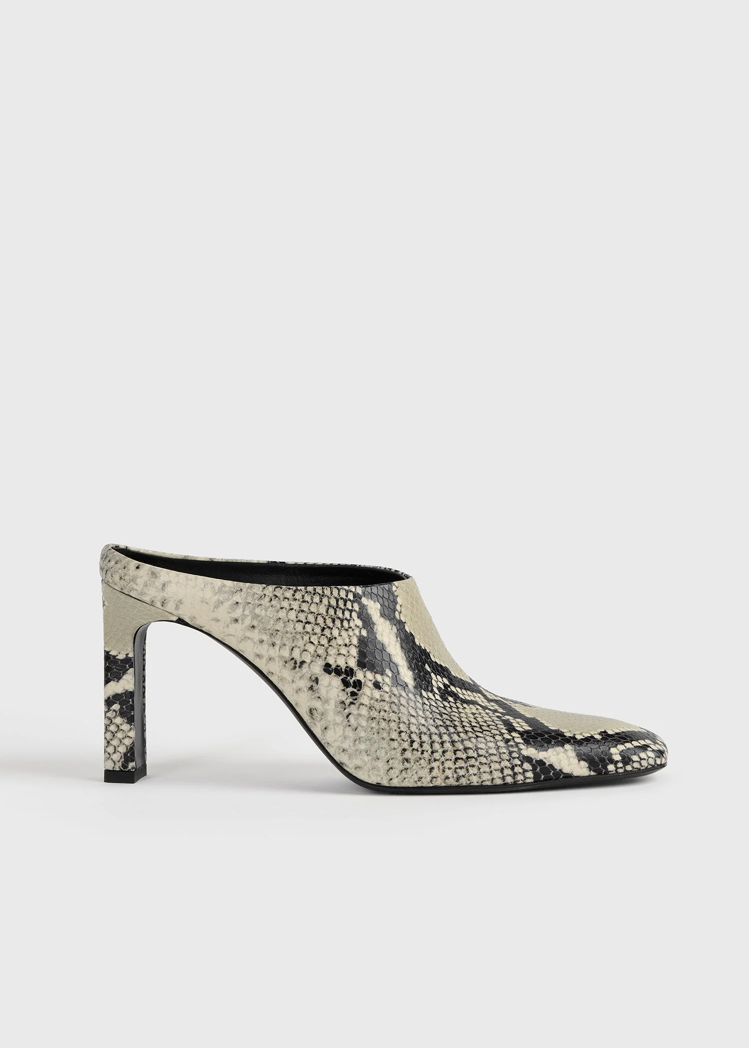 Bar python-embossed mules black/ecru - 1