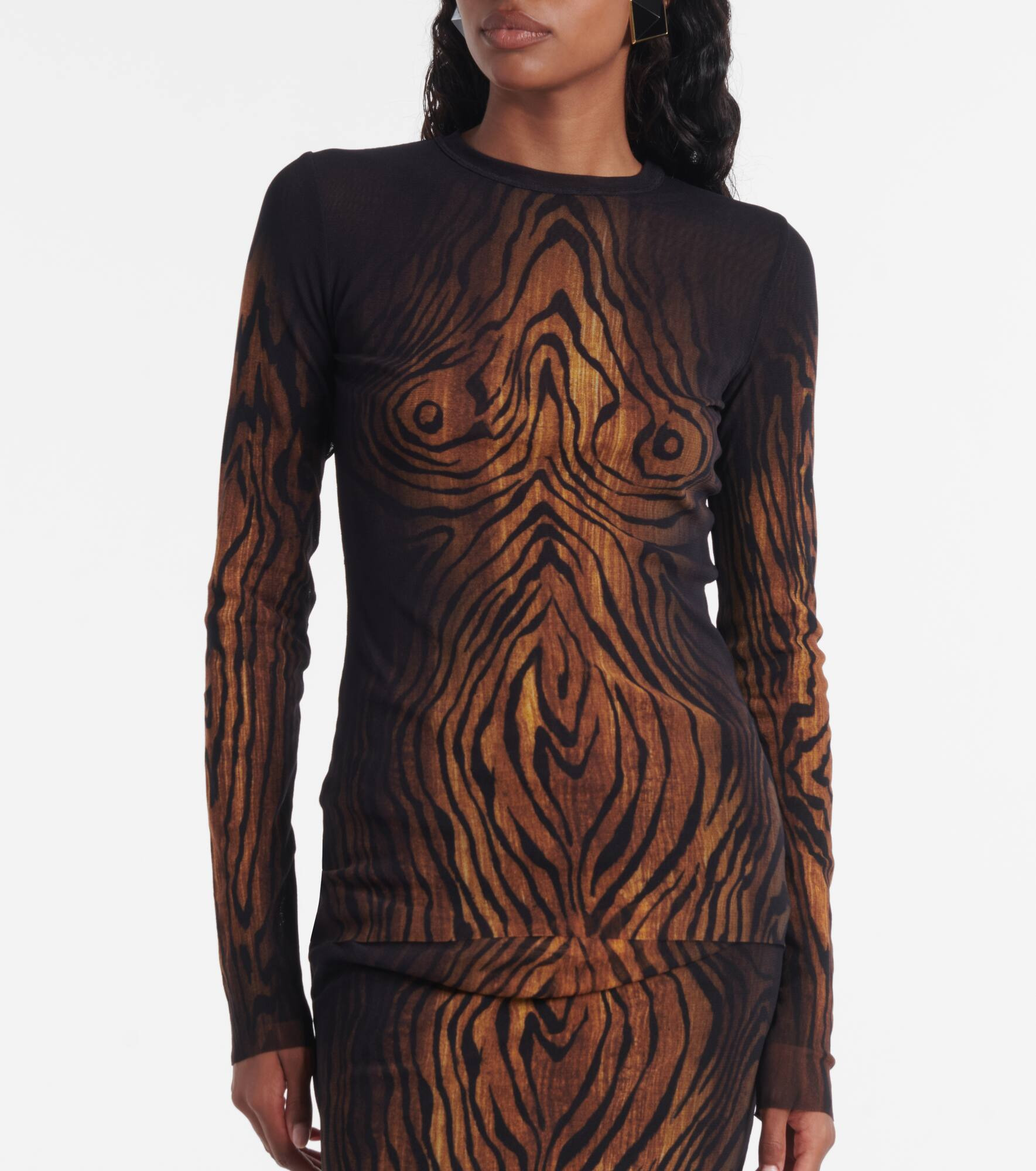 Wood trompe l'œil tulle top - 5