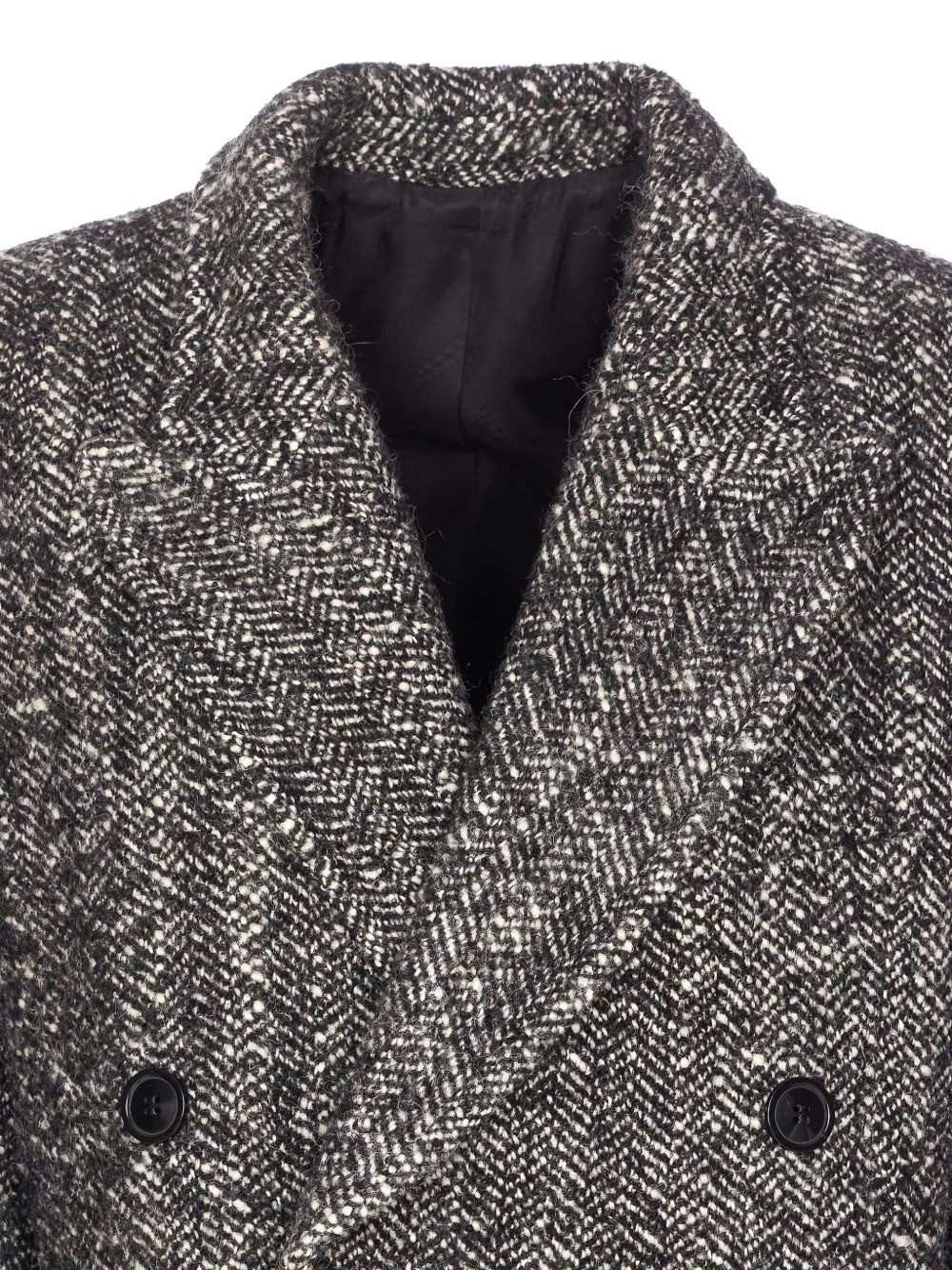 herringbone double-breasted coat - 3