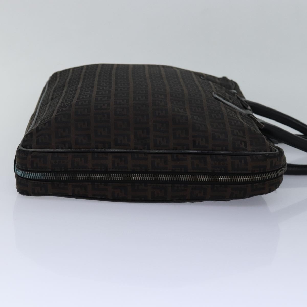 FENDI Zucchino Canvas Hand Bag Brown Black - 5